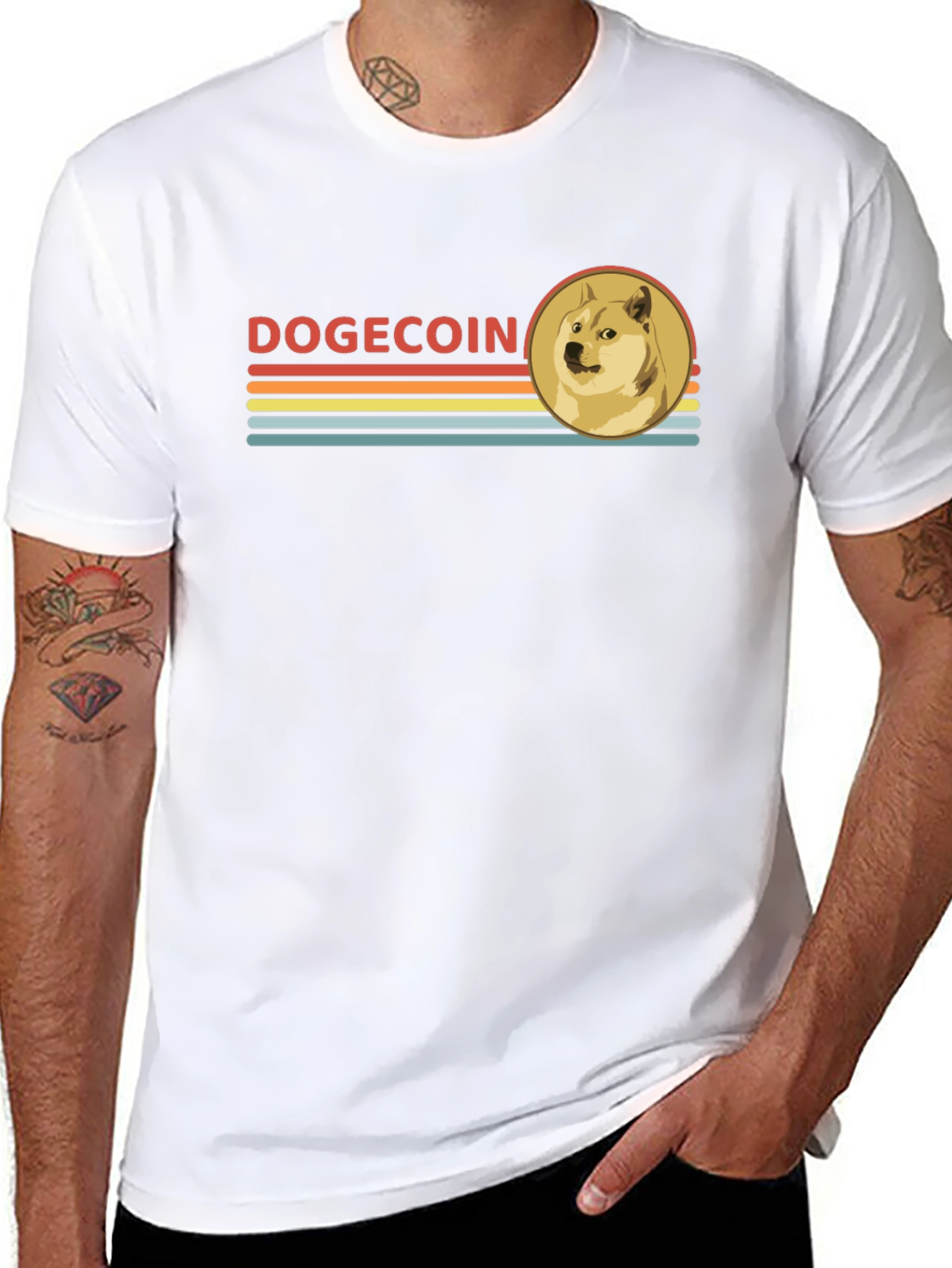 Dogecoin Retro Style Black T-Shirt