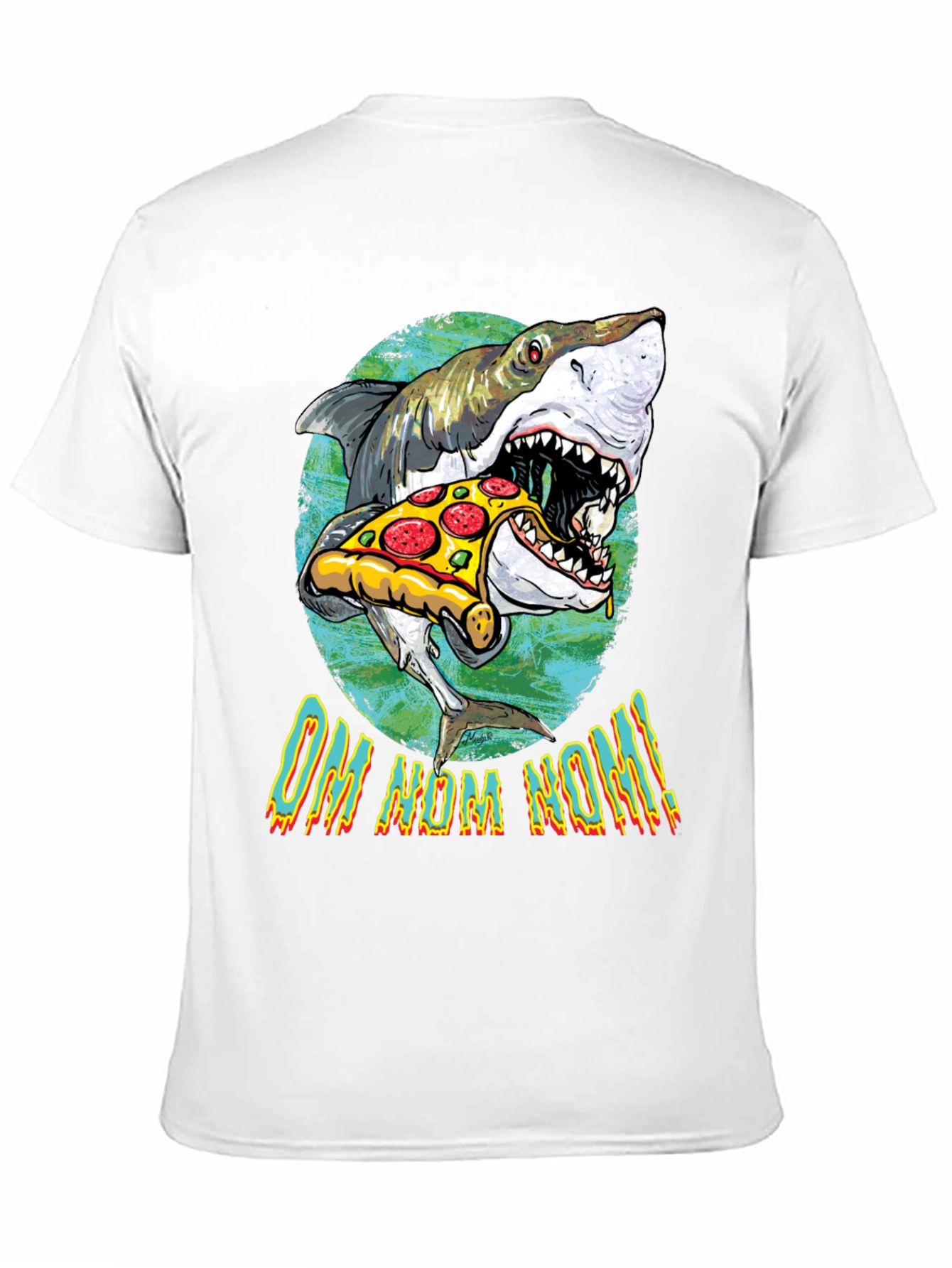 Shark Eating Pizza Graphic T-Shirt - OM NOM NOM!