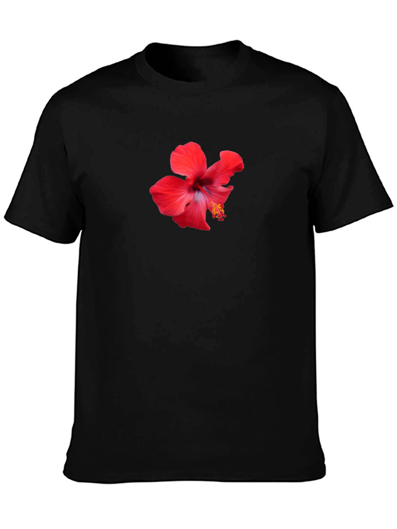Hibiscus Flower Graphic Black T-Shirt