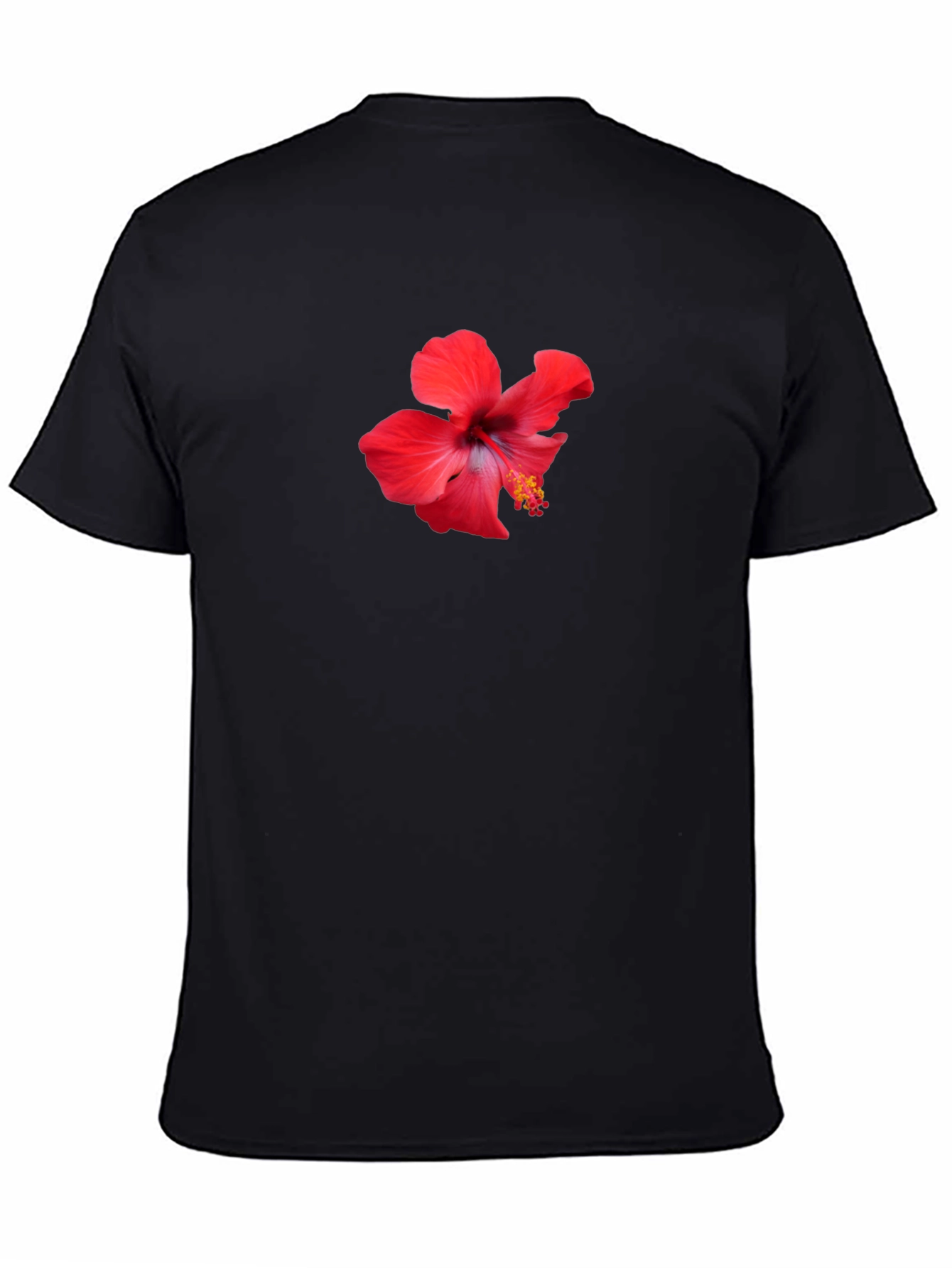 Hibiscus Flower Graphic Black T-Shirt