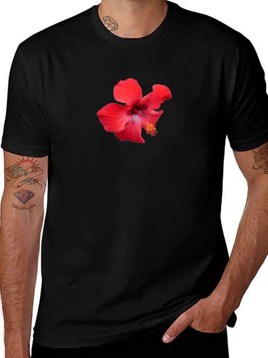 Hibiscus Flower Graphic Black T-Shirt