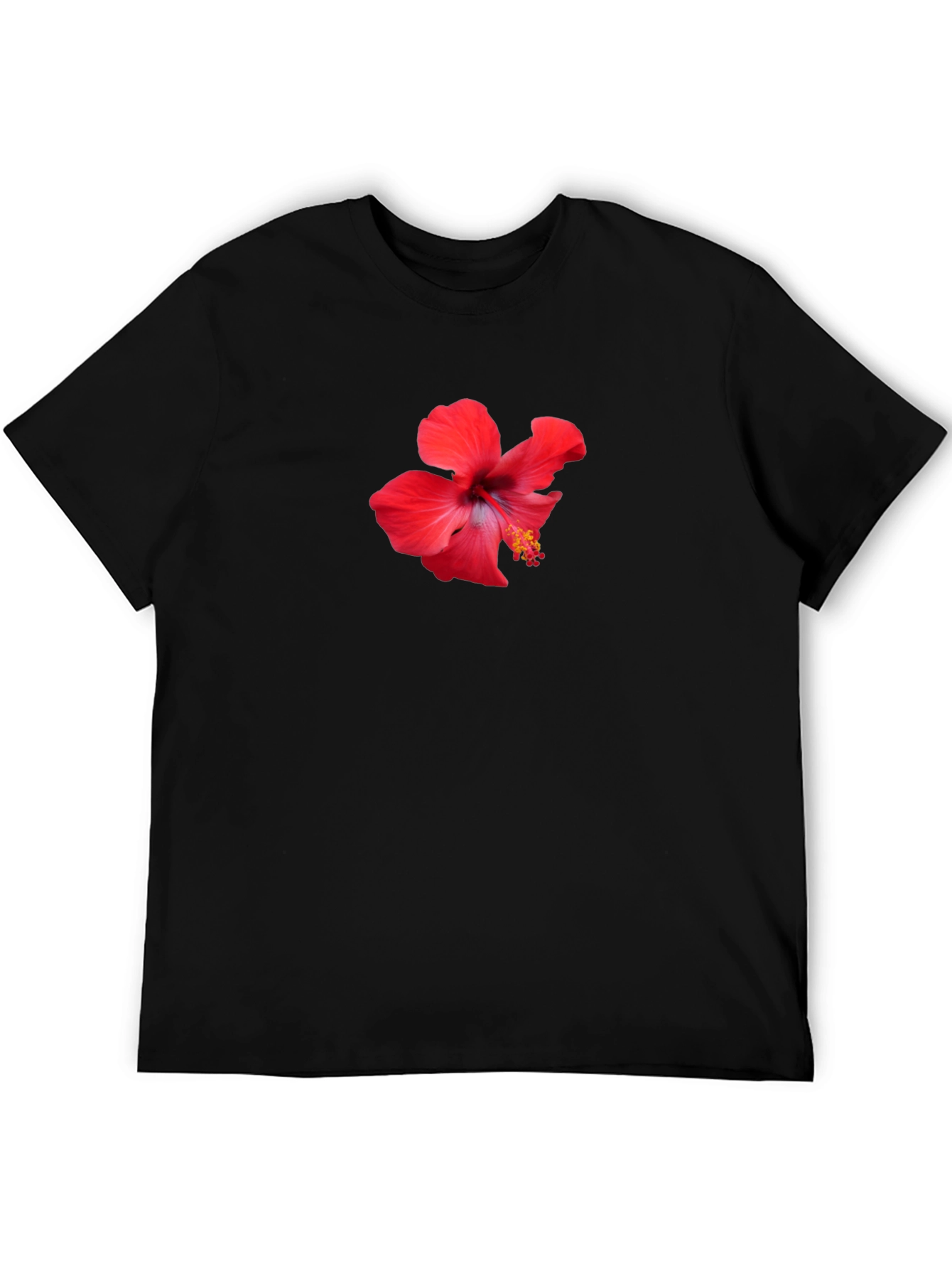 Hibiscus Flower Graphic Black T-Shirt