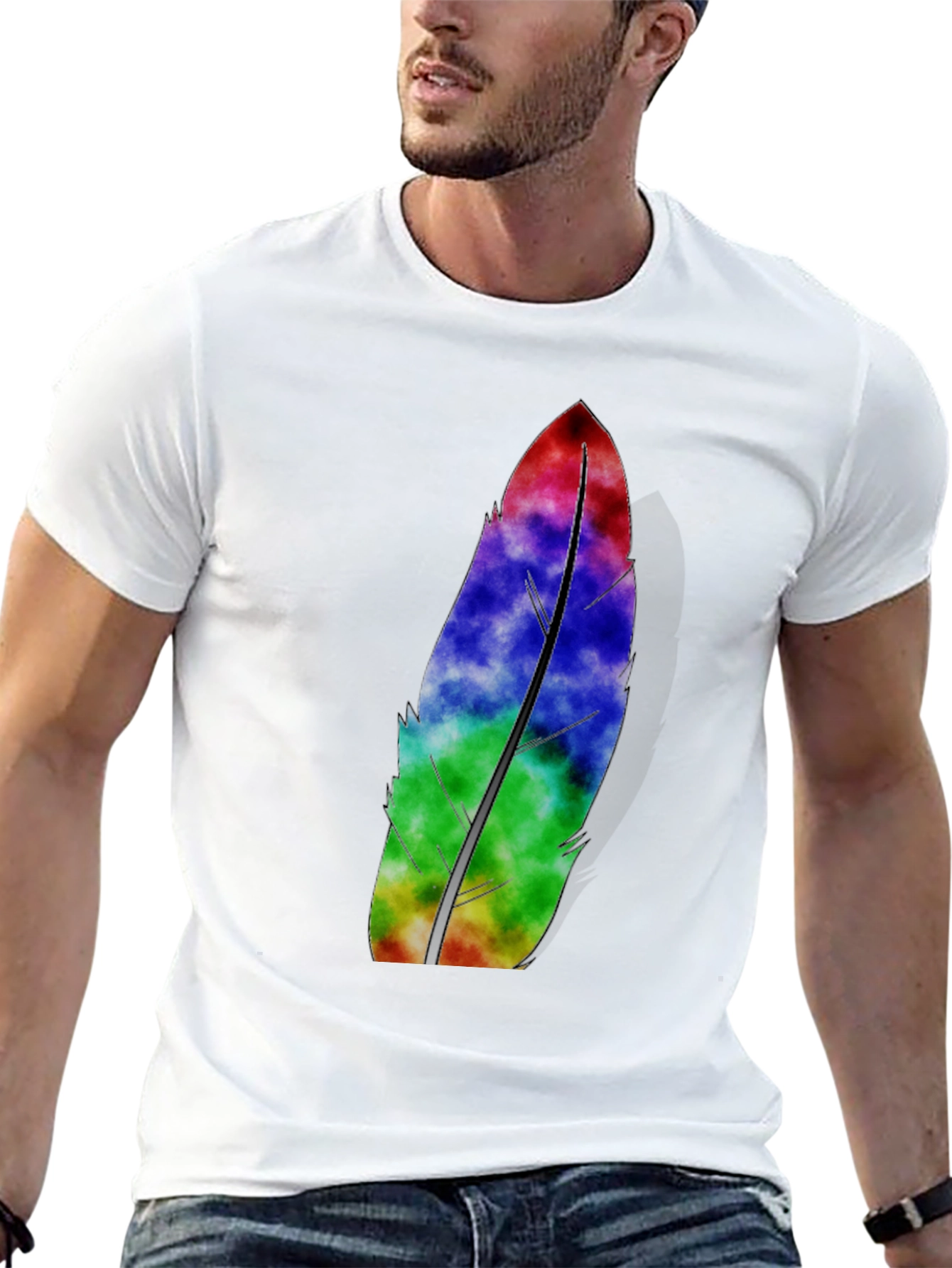 Mens Black Feather Graphic Tee