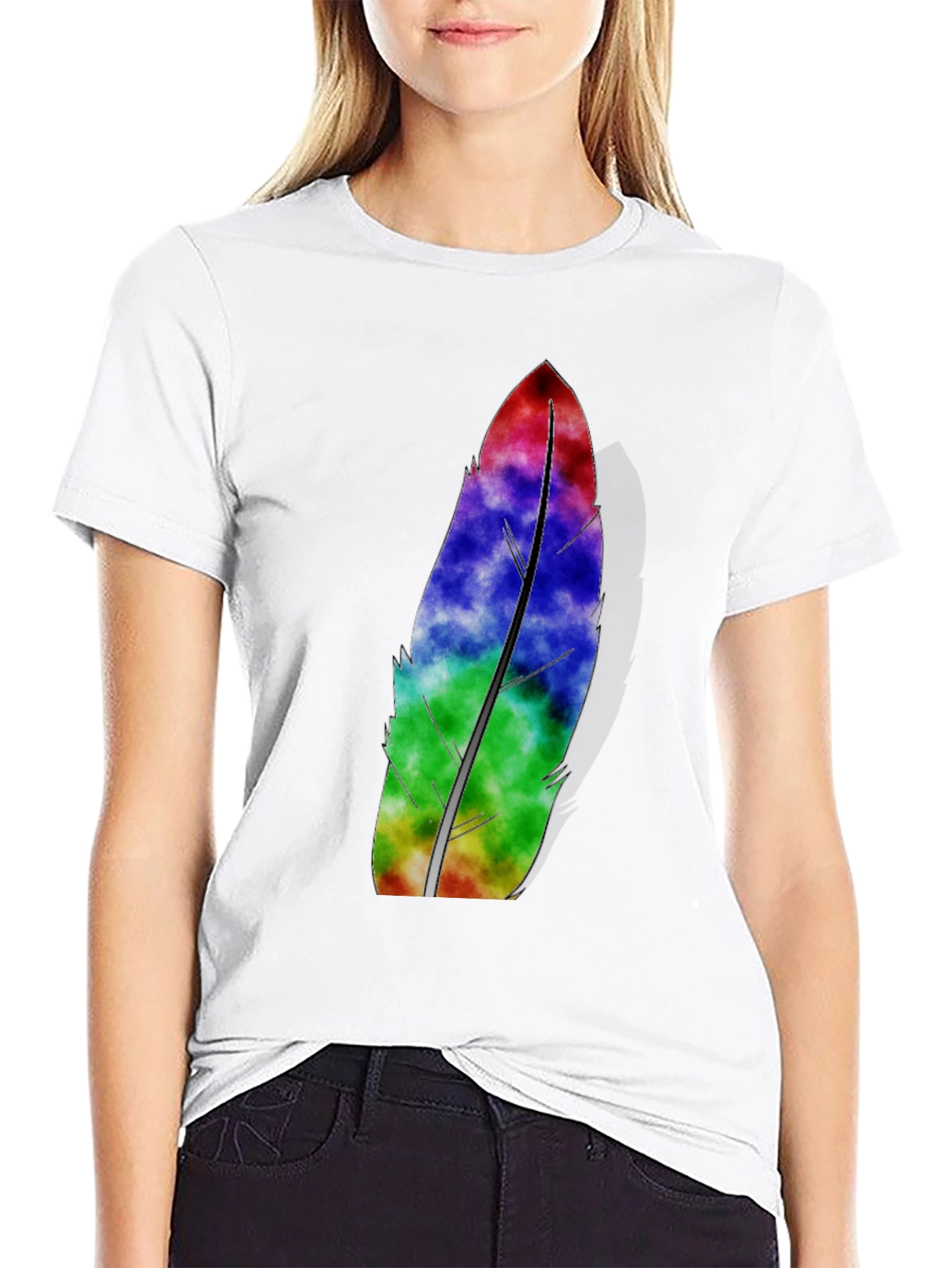 Mens Black Feather Graphic Tee