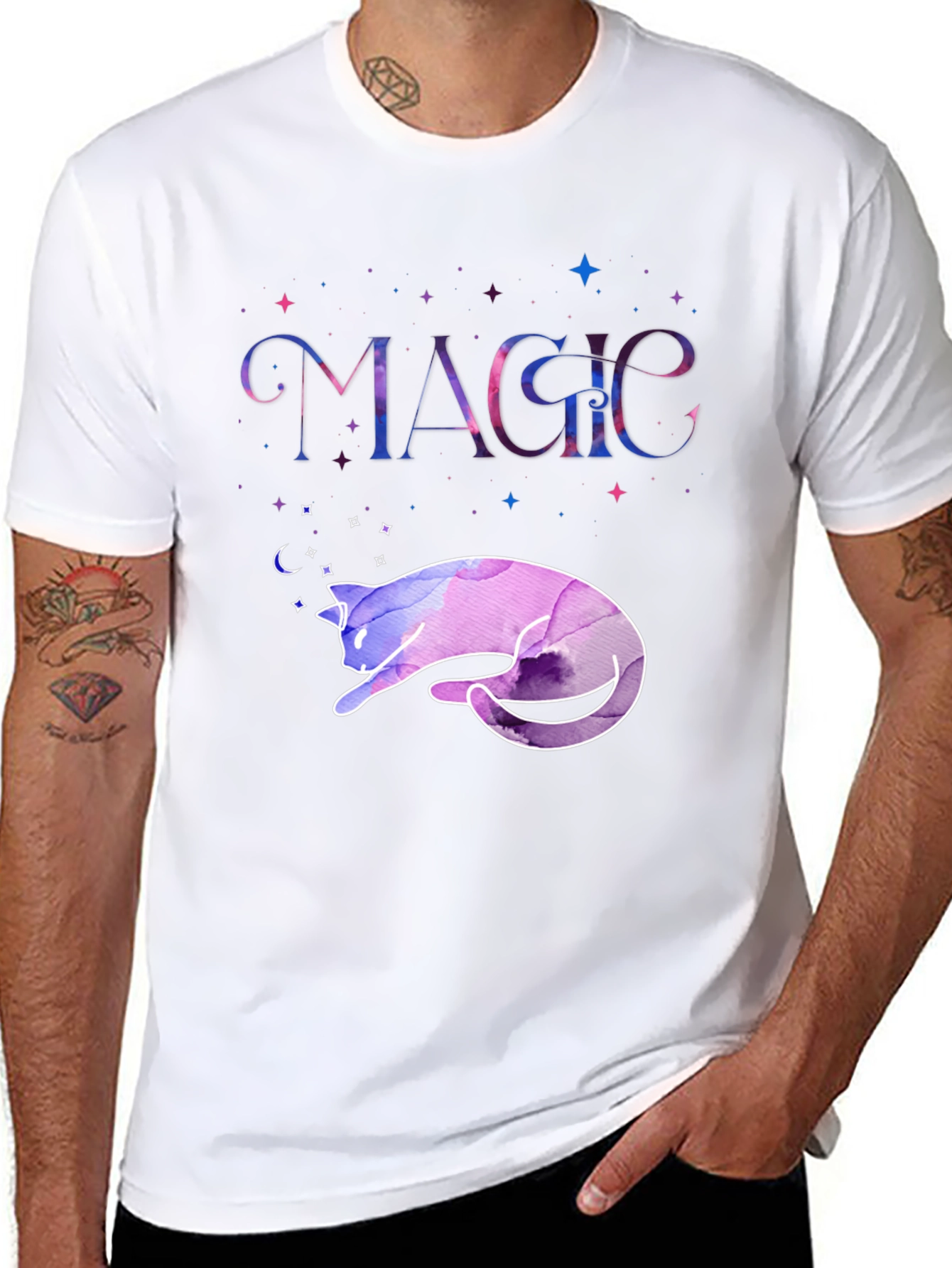 Magical Cat T-Shirt - Galaxy Dreamscape