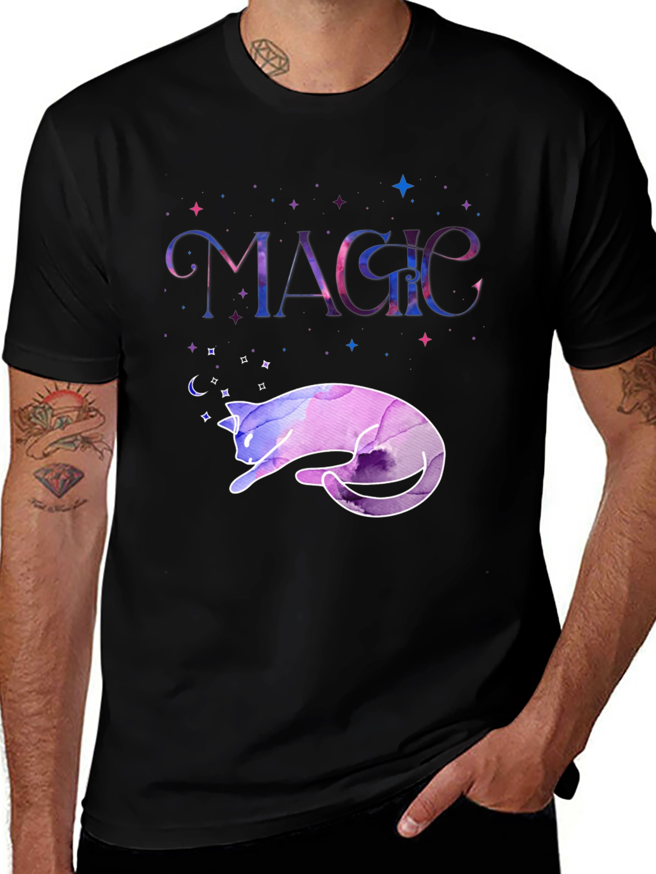 Magical Cat T-Shirt - Galaxy Dreamscape