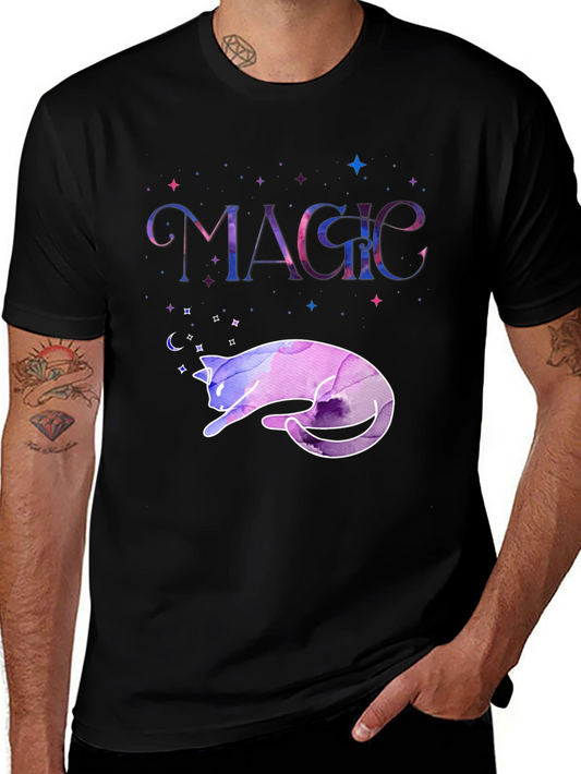 Magical Cat T-Shirt - Galaxy Dreamscape