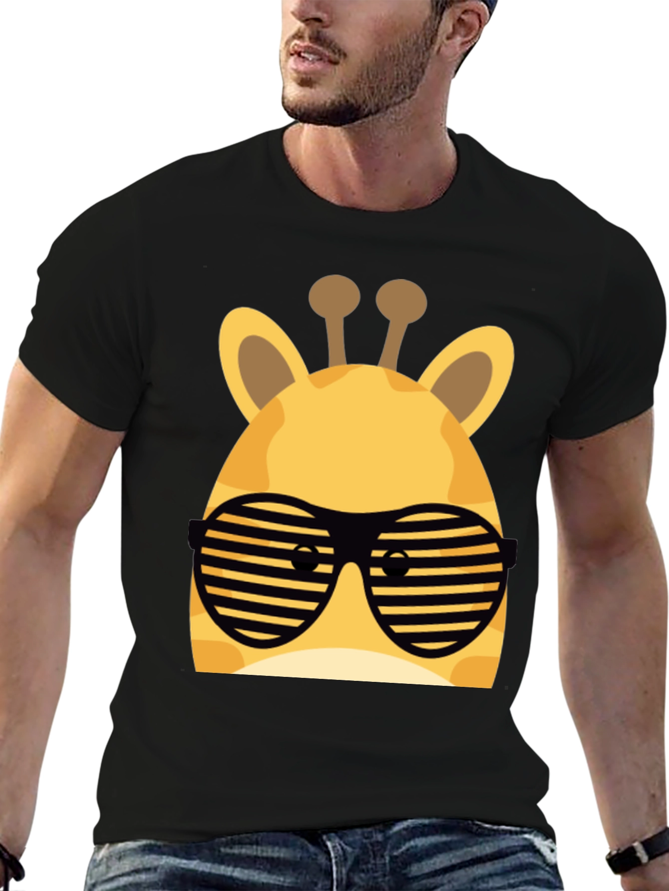 Cool Giraffe Sunglasses T-Shirt - Black