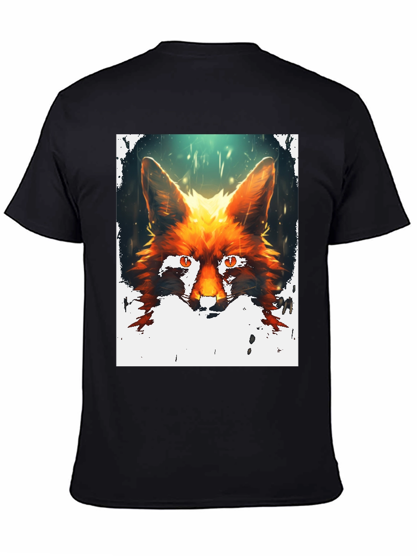 Fox Portrait Graphic Print Black T-Shirt
