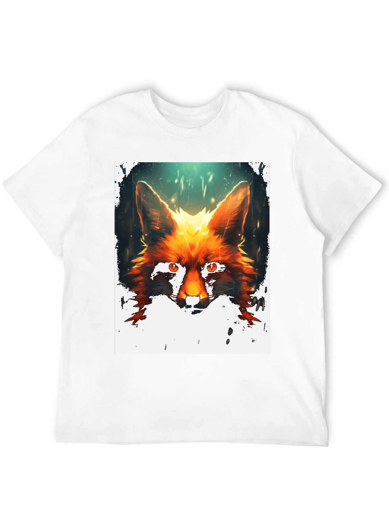 Fox Portrait Graphic Print Black T-Shirt
