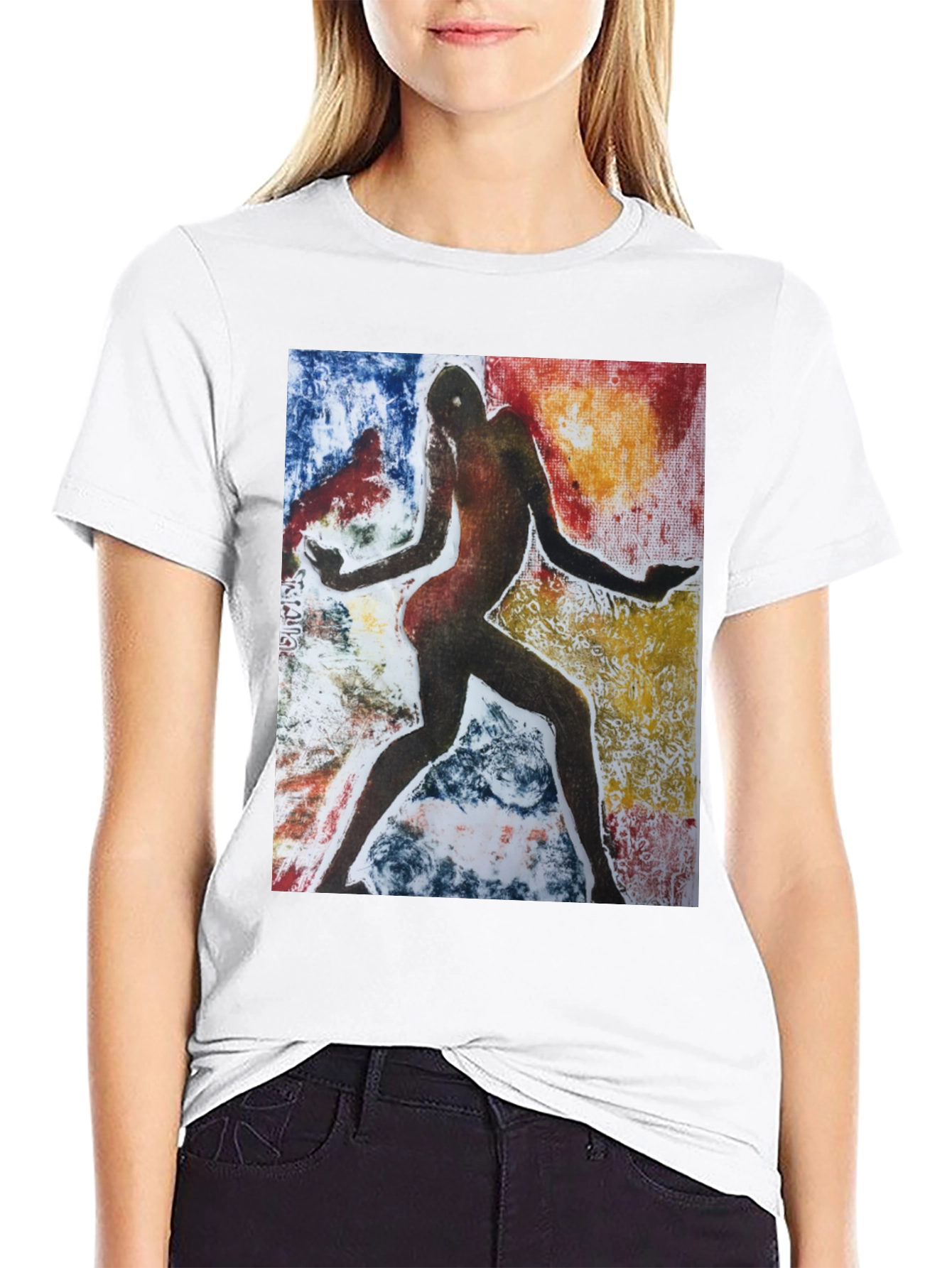 Abstract Figure Graphic Black Tee