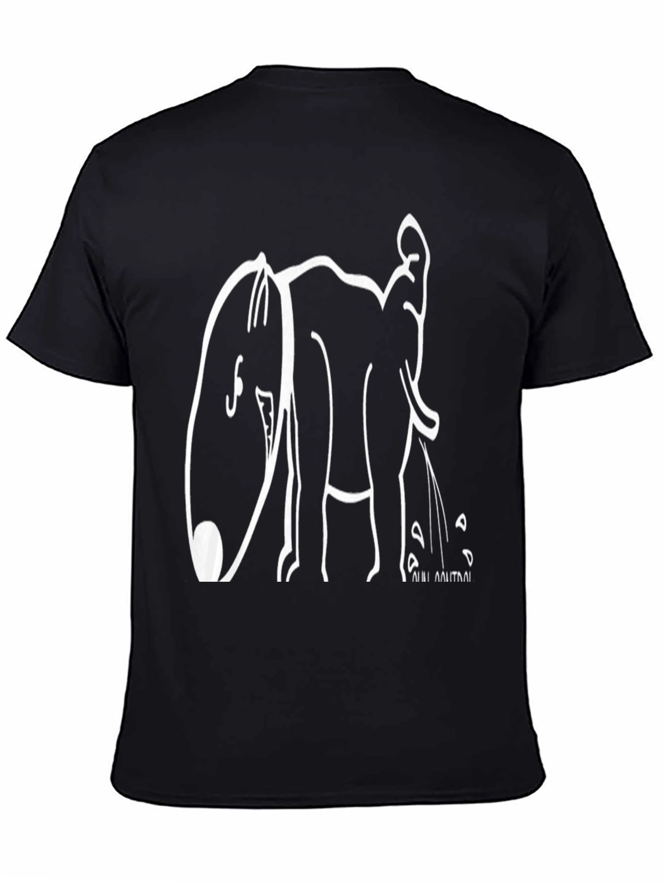Black Graphic T-Shirt - Elephant Design