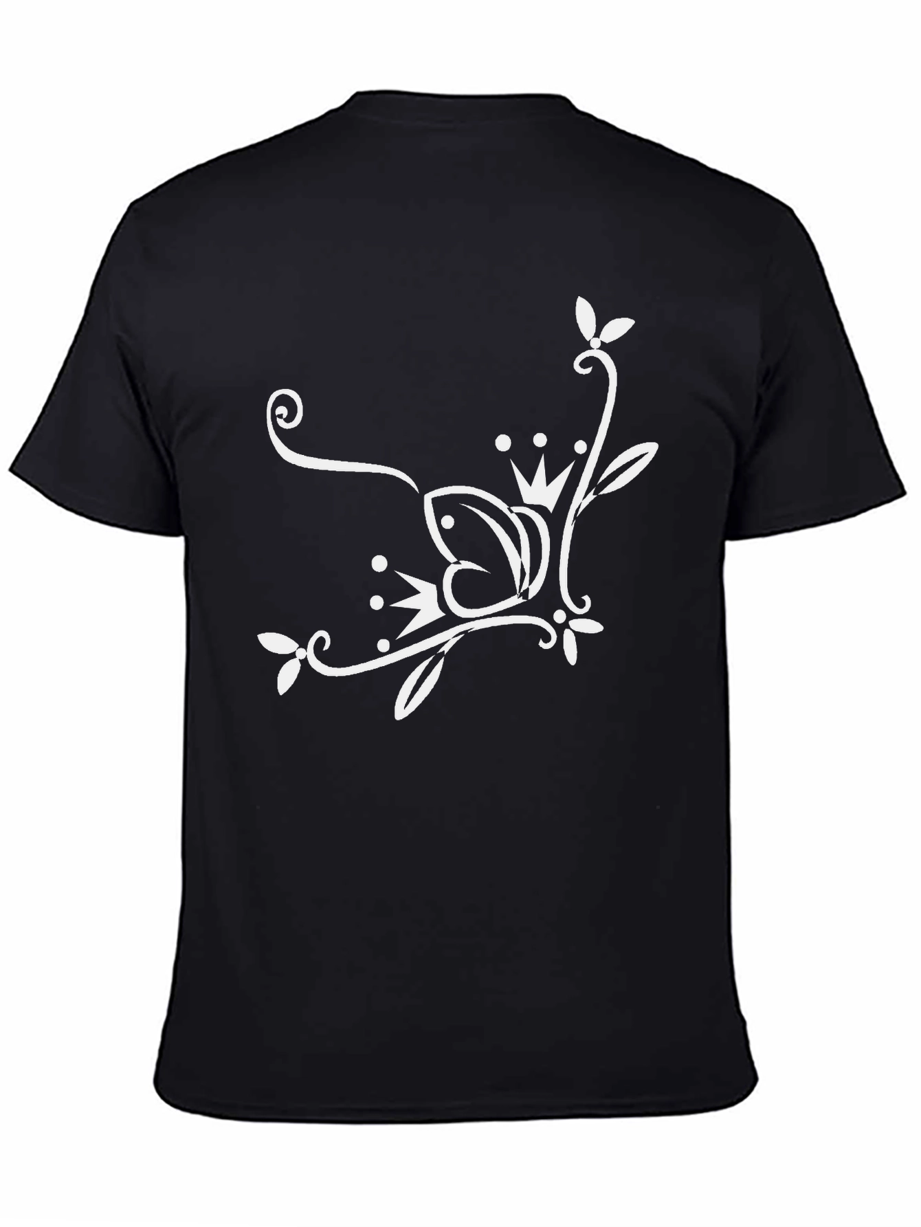 Stylish Black T-Shirt with White Floral Design