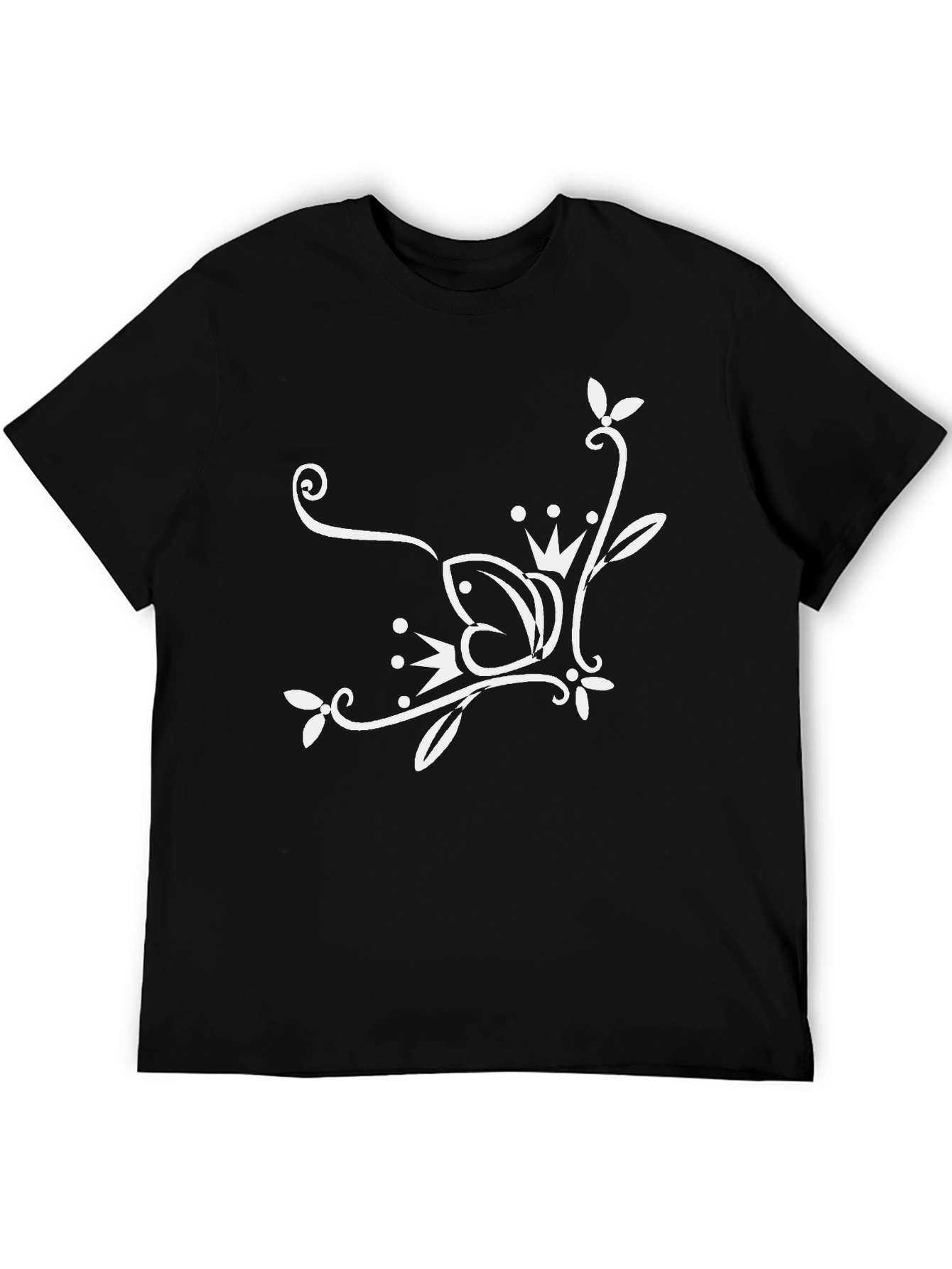 Stylish Black T-Shirt with White Floral Design