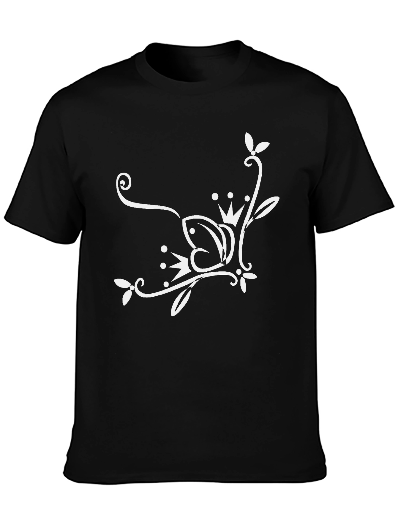 Stylish Black T-Shirt with White Floral Design