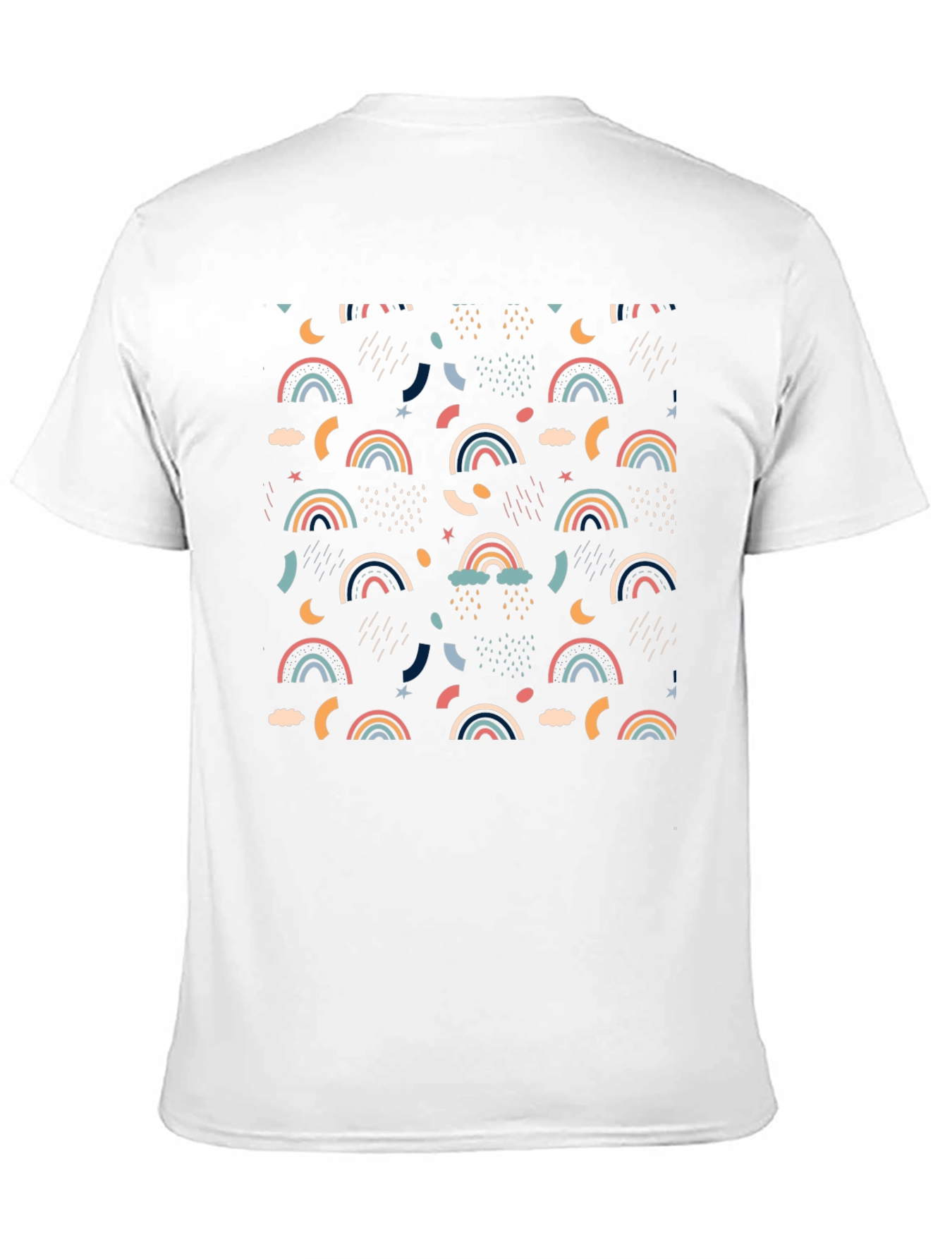 Rainbow Pattern Black Cotton T-Shirt
