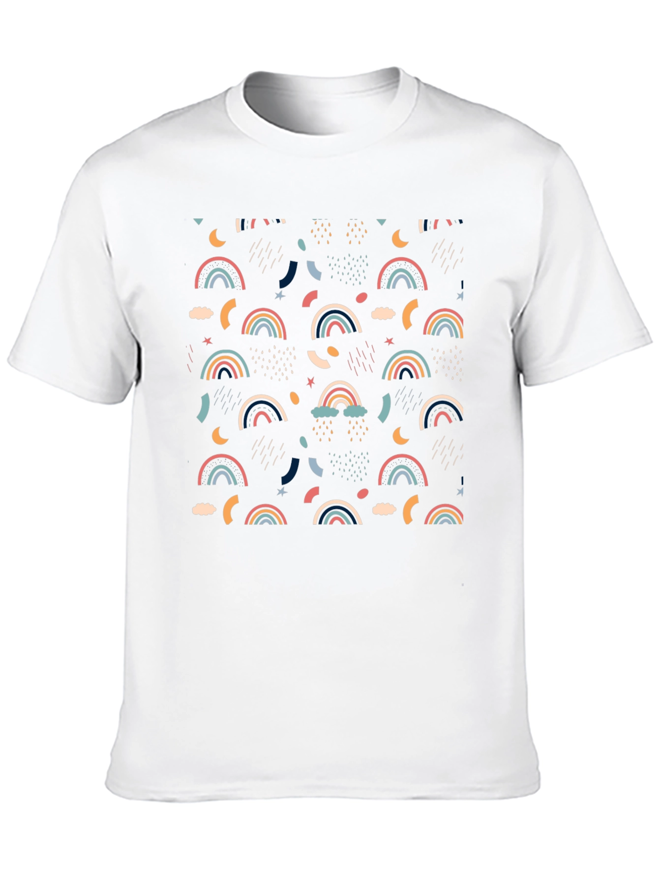 Rainbow Pattern Black Cotton T-Shirt