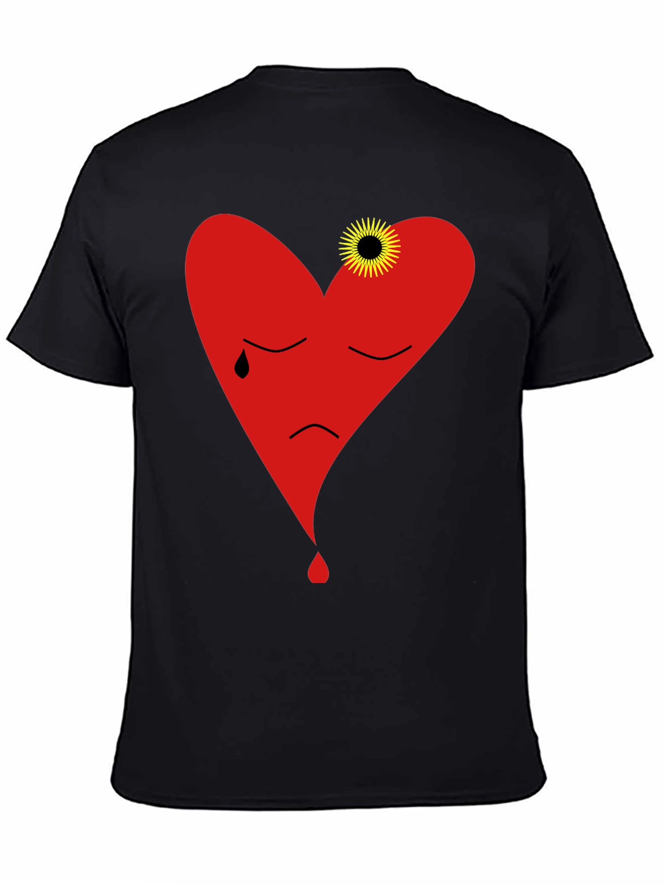 Sad Heart Graphic Black T-Shirt