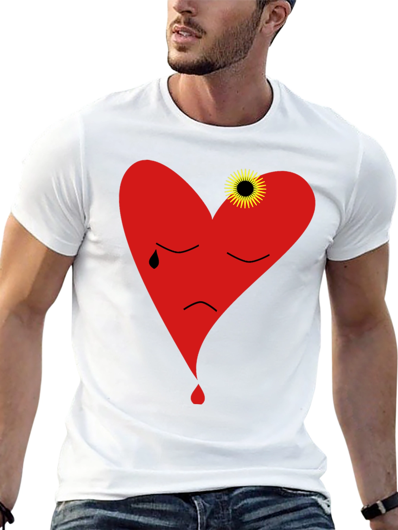 Sad Heart Graphic Black T-Shirt