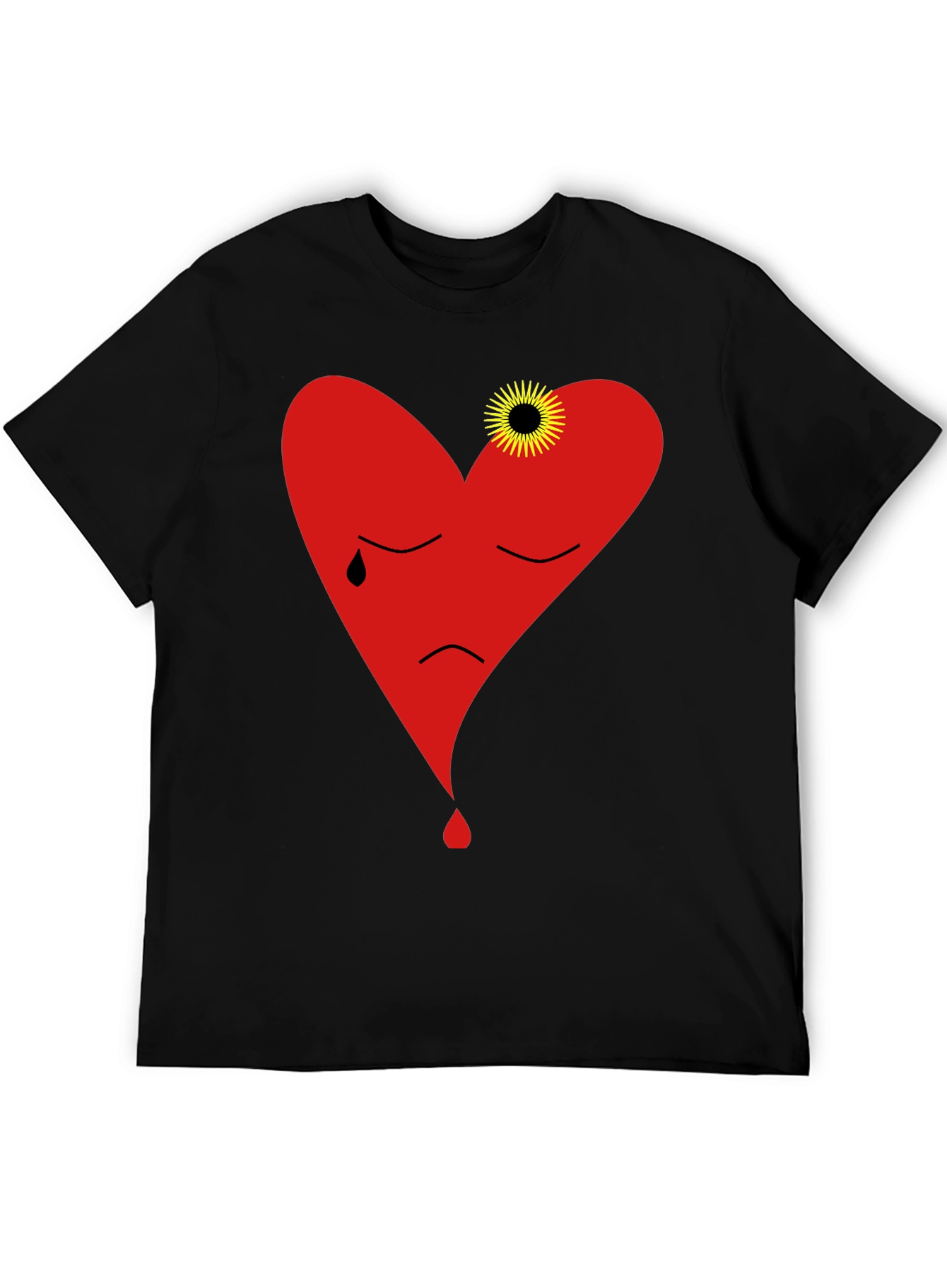 Sad Heart Graphic Black T-Shirt
