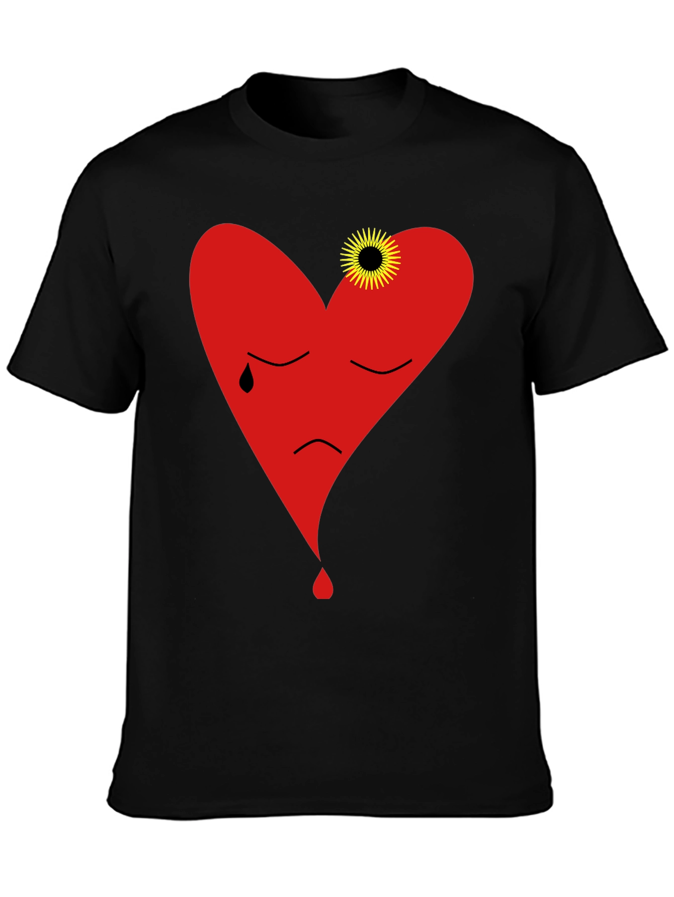 Sad Heart Graphic Black T-Shirt