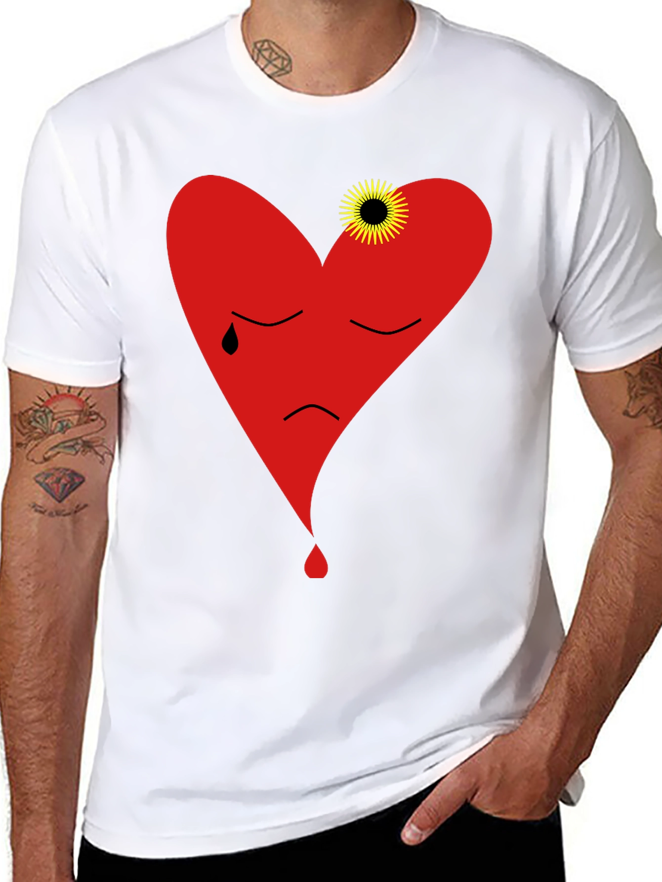 Sad Heart Graphic Black T-Shirt