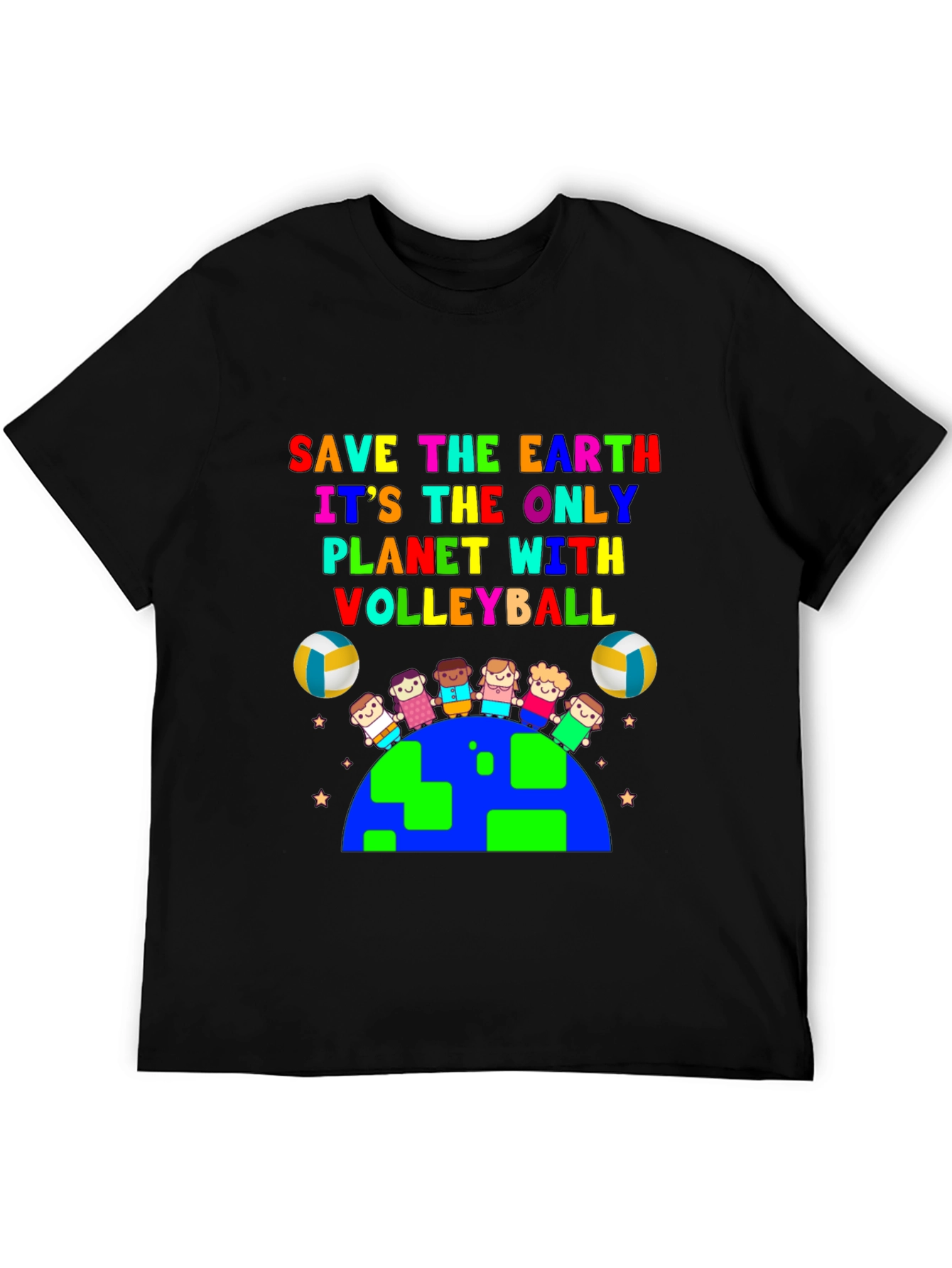 Save the Earth Volleyball Planet Graphic T-Shirt