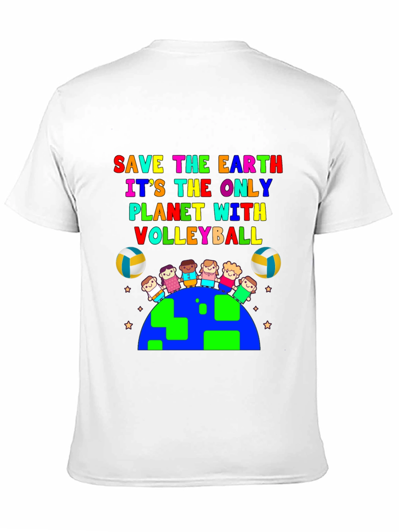 Save the Earth Volleyball Planet Graphic T-Shirt