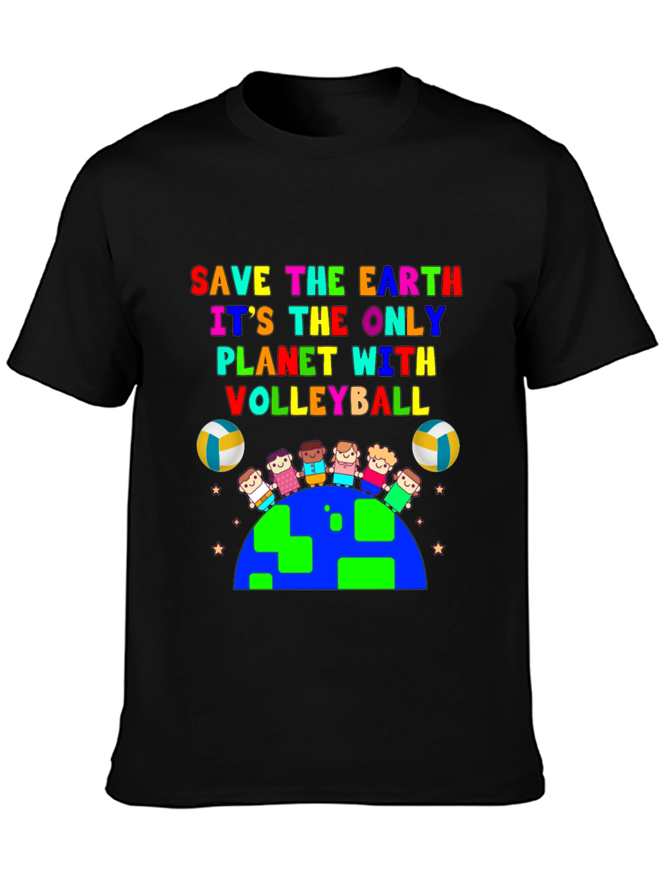 Save the Earth Volleyball Planet Graphic T-Shirt