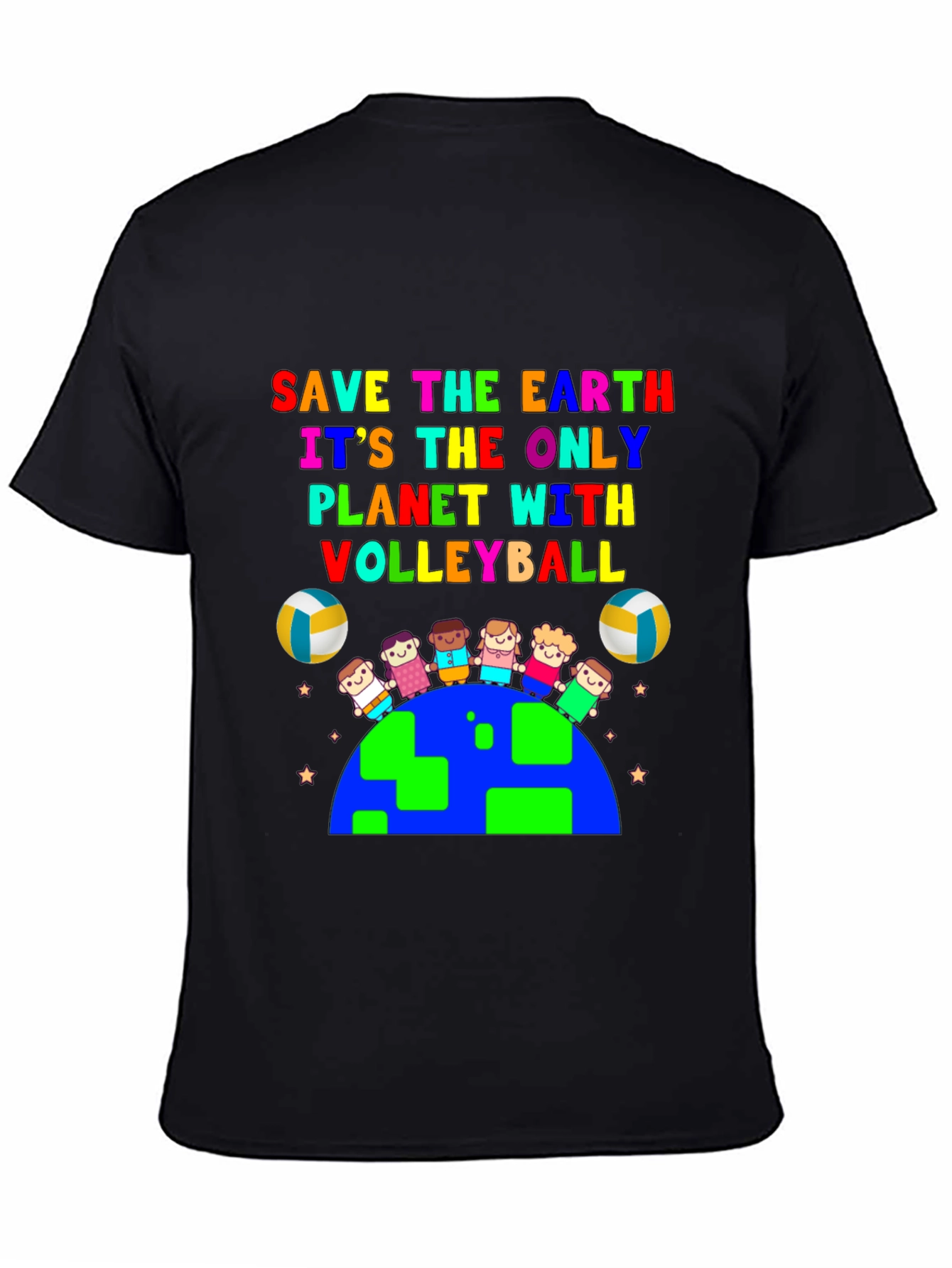 Save the Earth Volleyball Planet Graphic T-Shirt