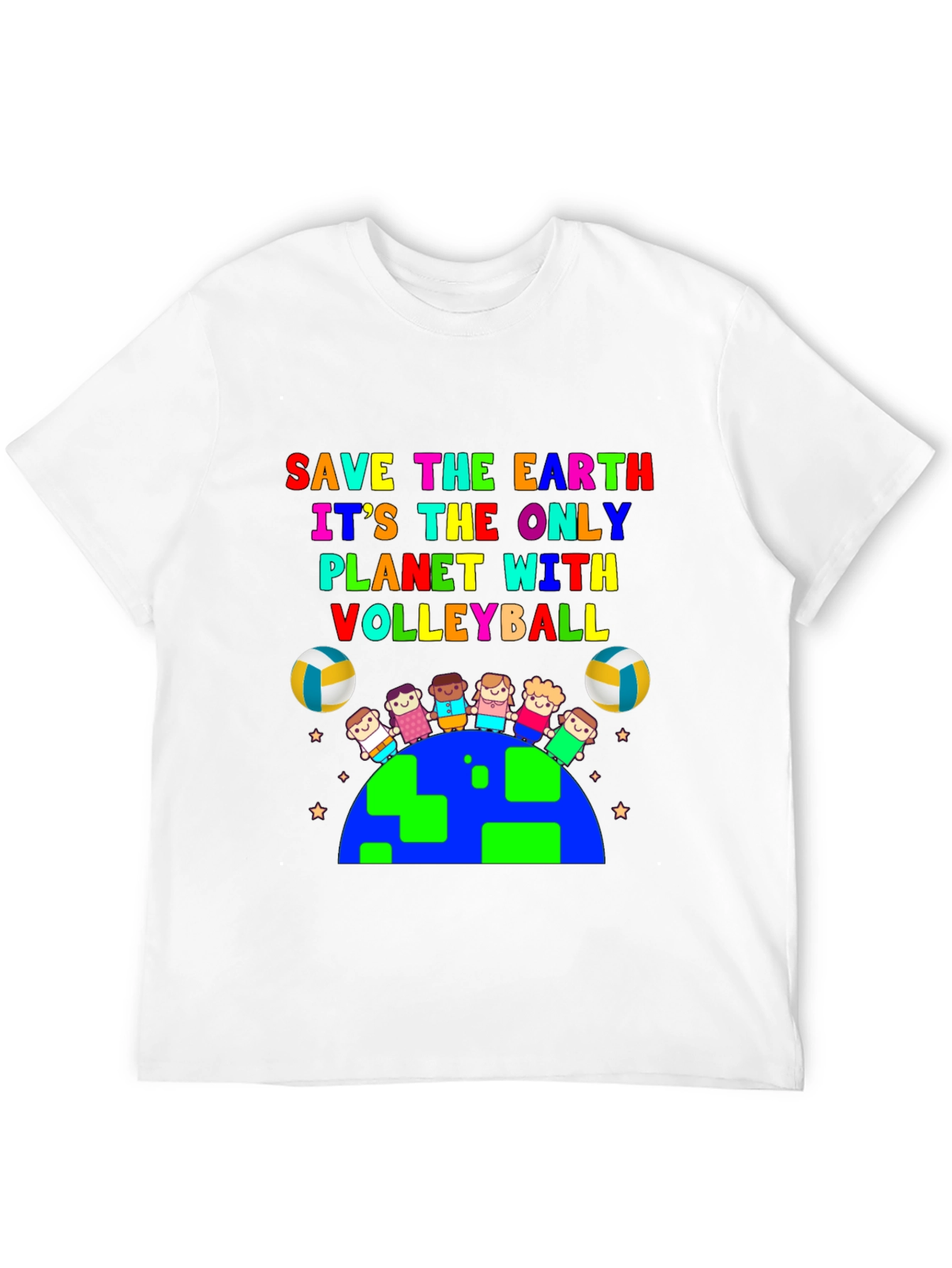 Save the Earth Volleyball Planet Graphic T-Shirt