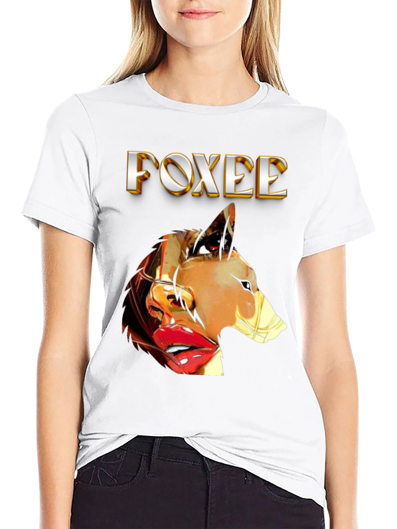 Foxee Graphic Tee - Unique Womens Portrait T-Shirt