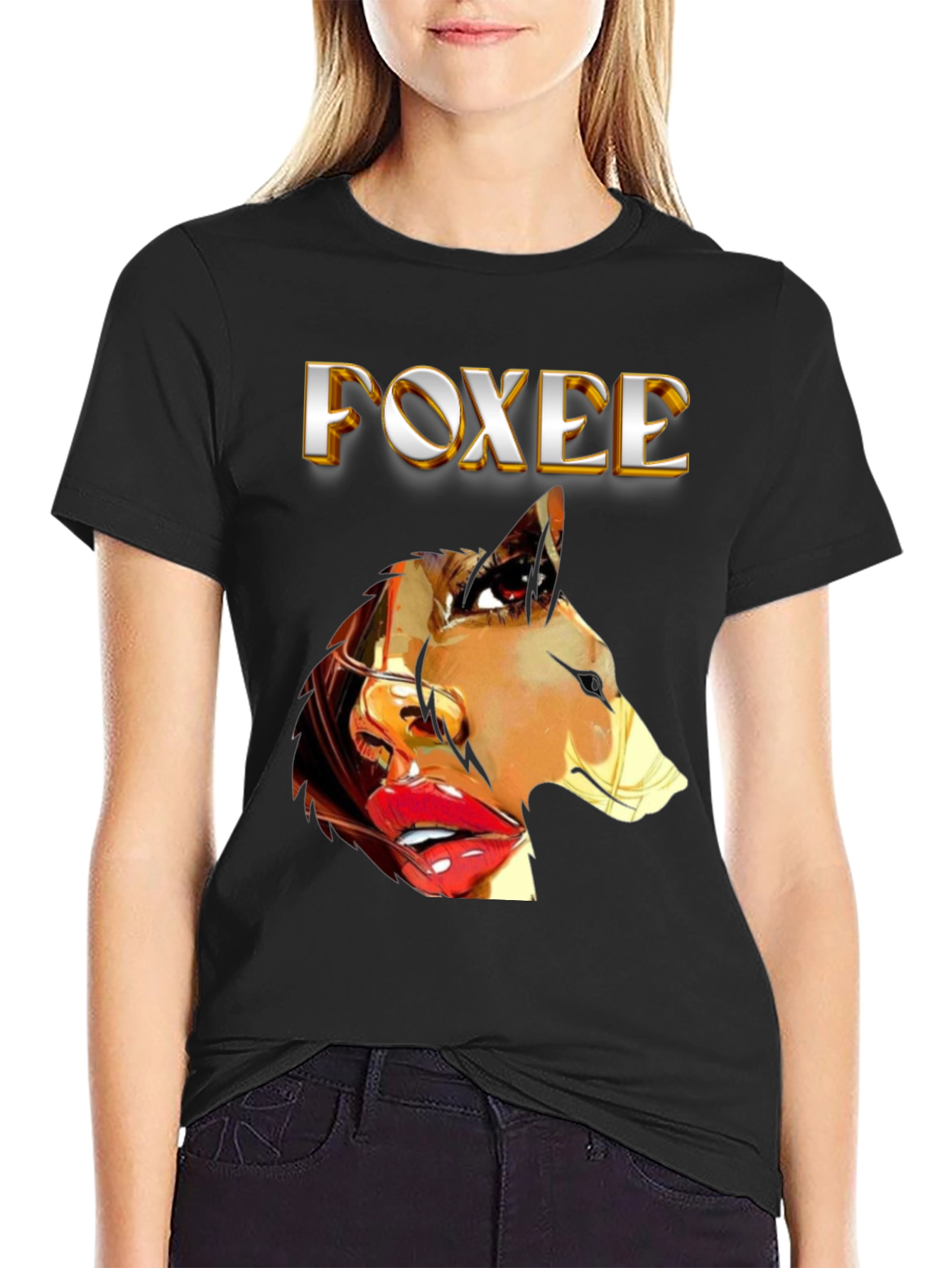 Foxee Graphic Tee - Unique Womens Portrait T-Shirt