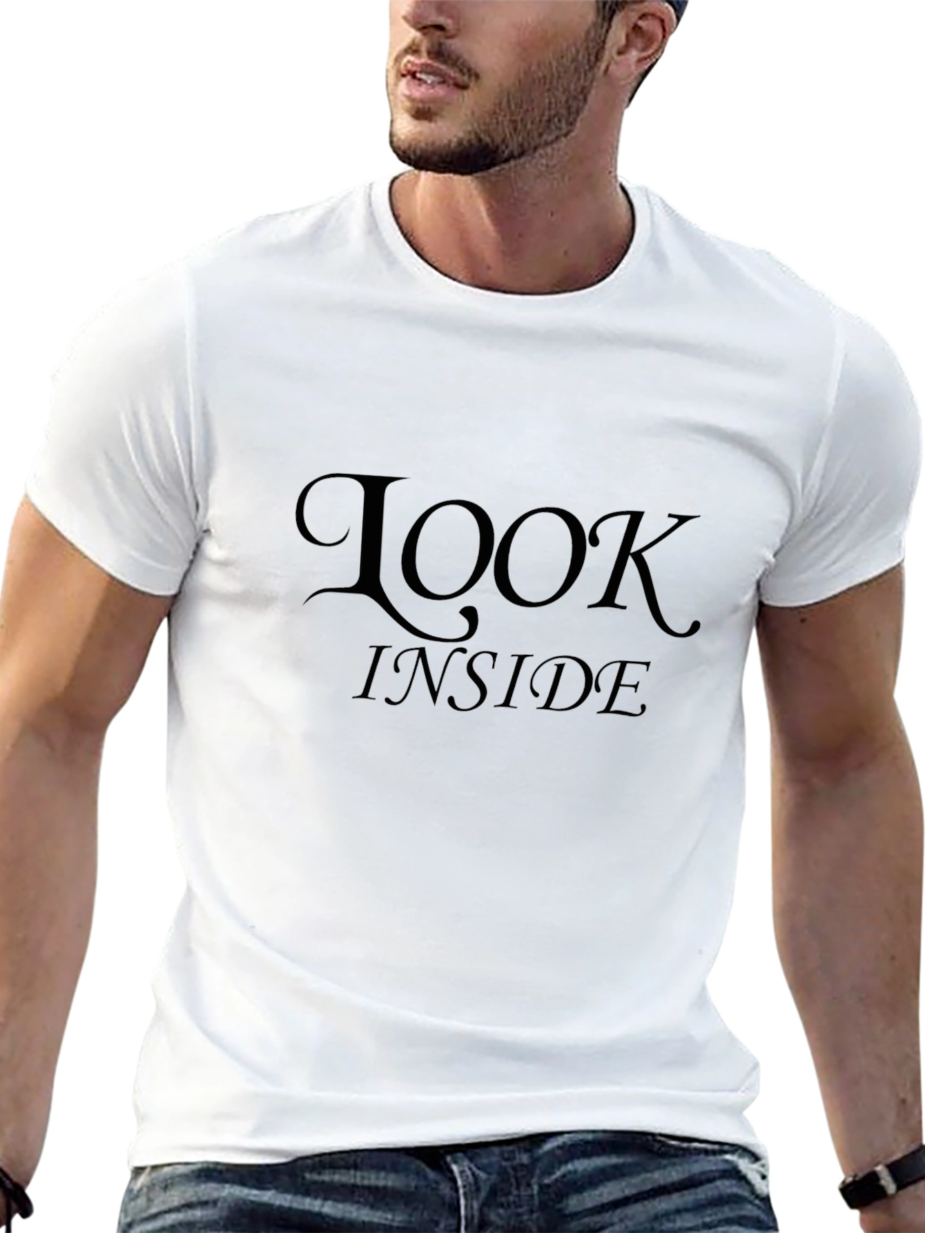 Look Inside Mens Black Graphic Tee