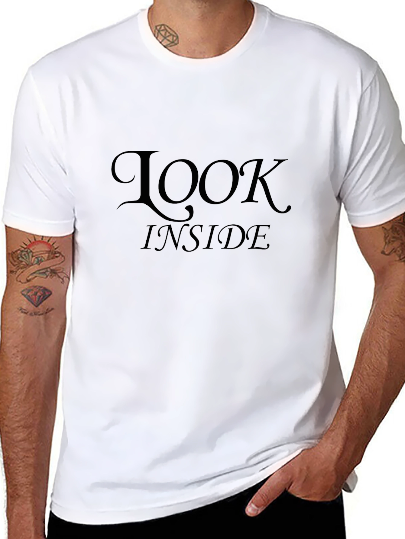 Look Inside Mens Black Graphic Tee