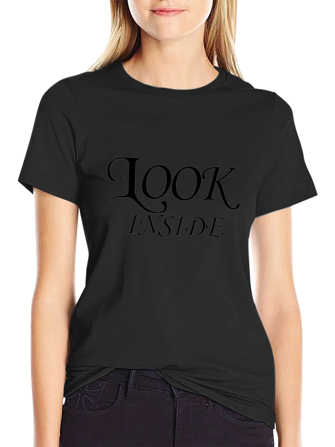 Look Inside Mens Black Graphic Tee
