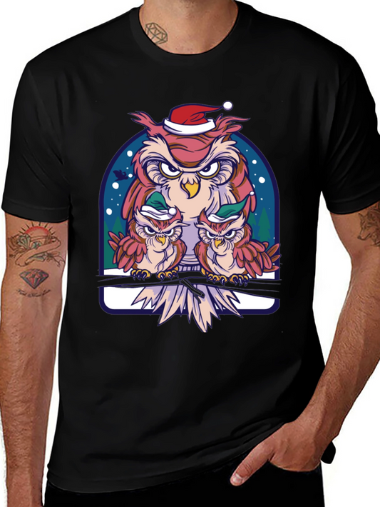 Festive Owl Family Graphic Tee - Holiday Edition