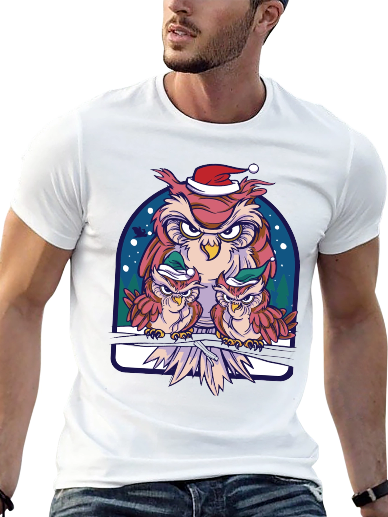 Festive Owl Family Graphic Tee - Holiday Edition