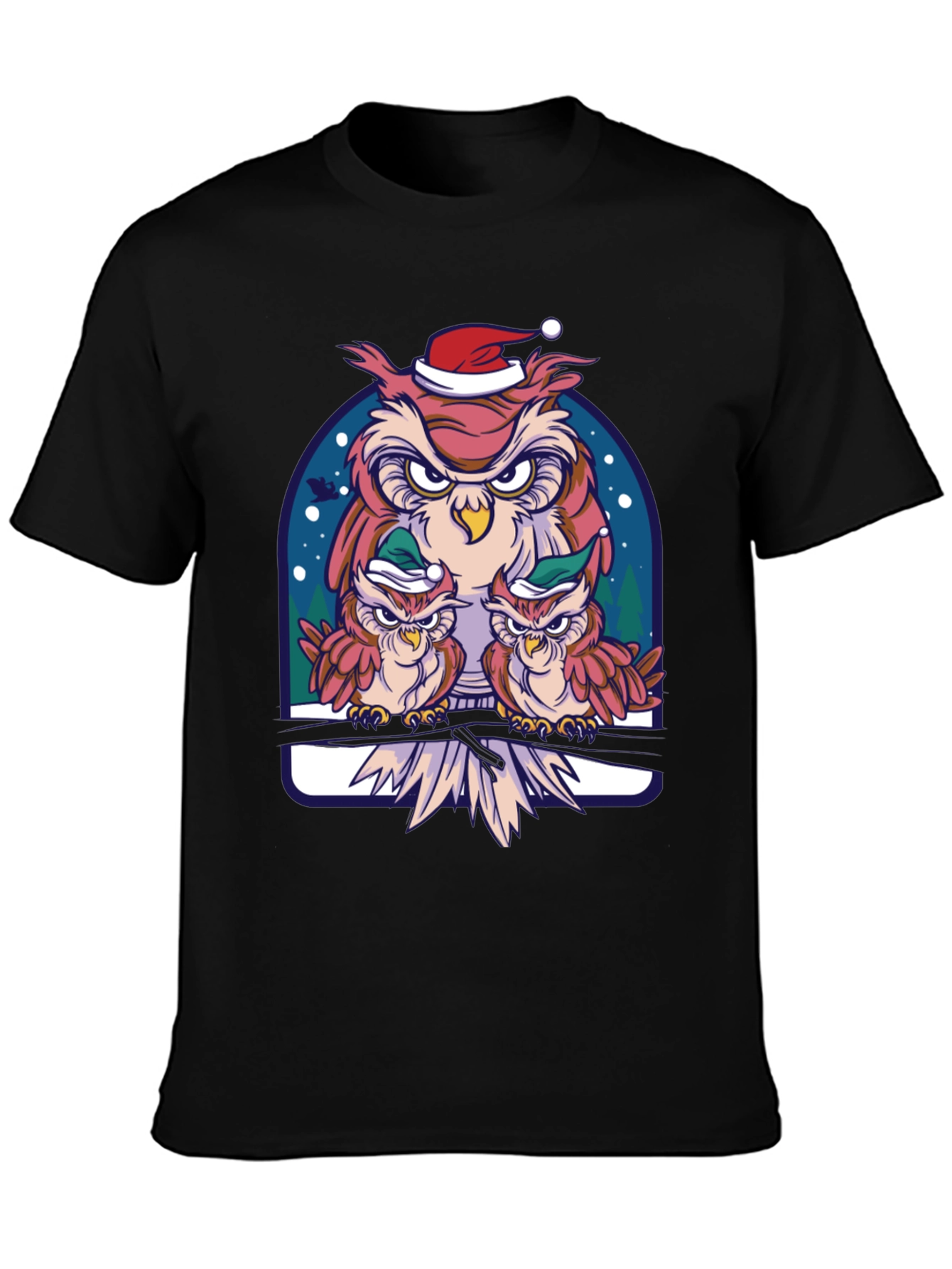 Festive Owl Family Graphic Tee - Holiday Edition