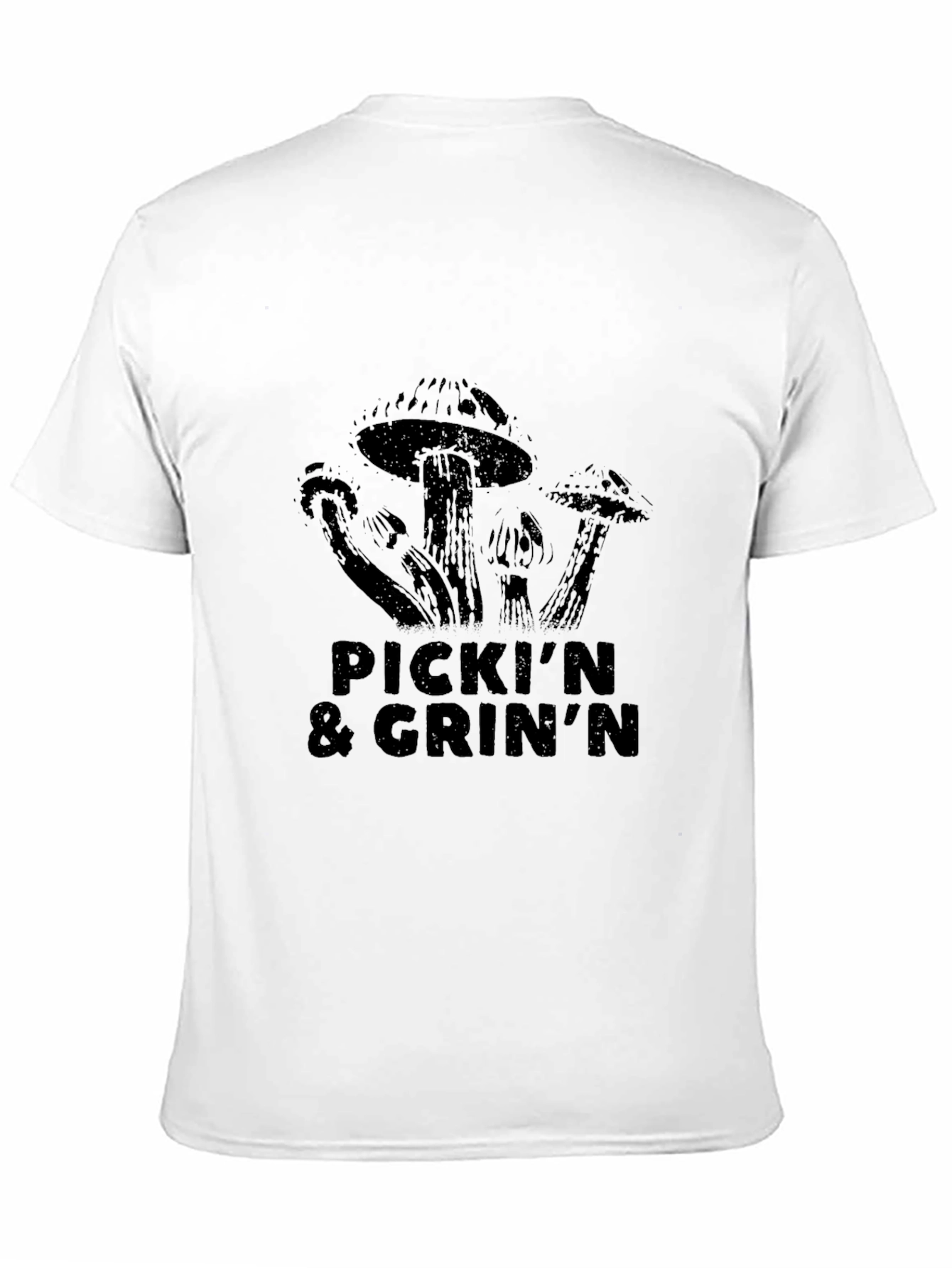 Pickin & GrinN Mushroom Graphic Black T-Shirt