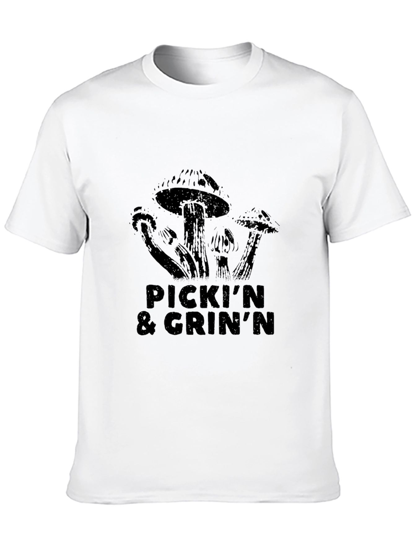 Pickin & GrinN Mushroom Graphic Black T-Shirt