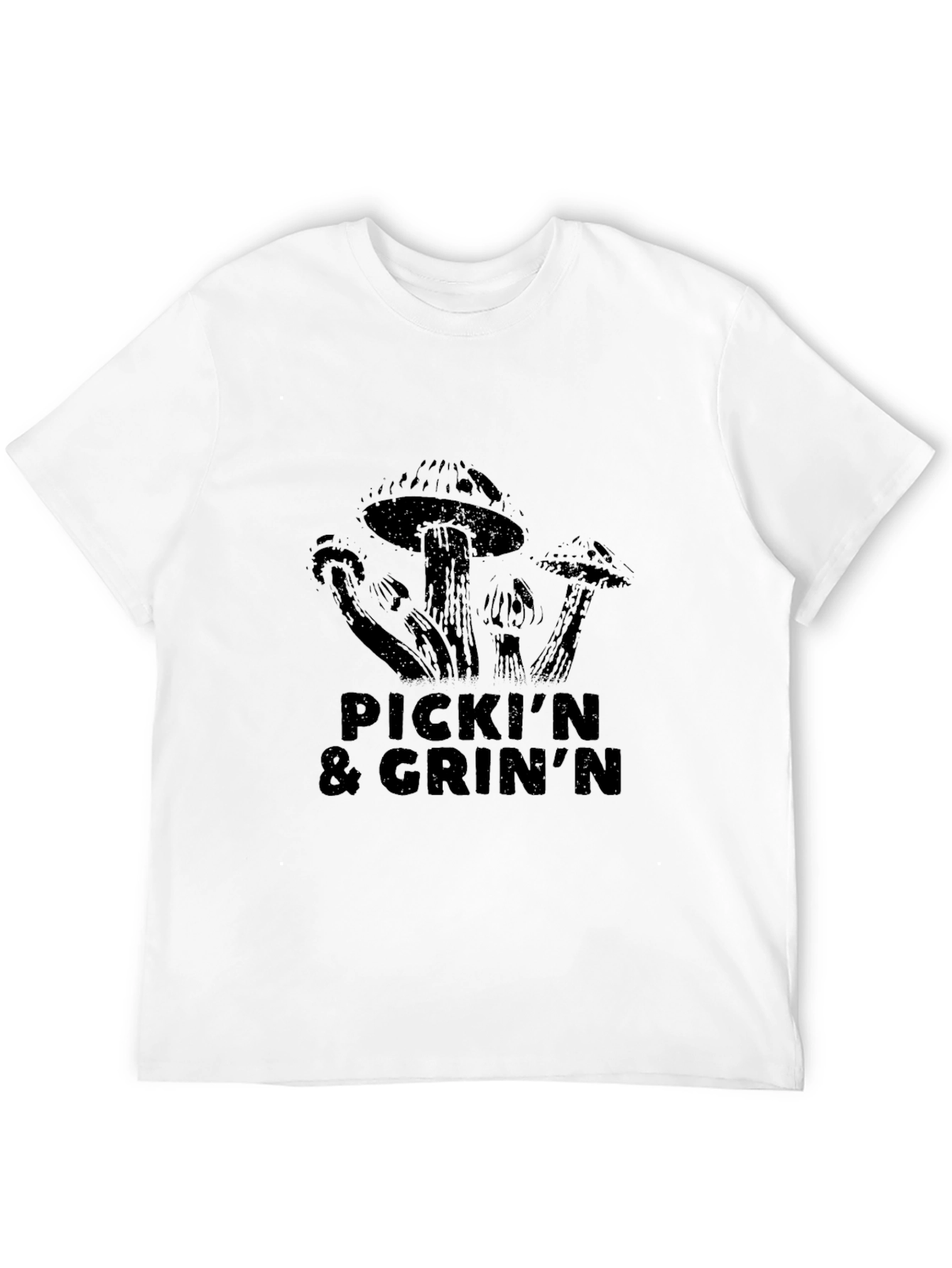 Pickin & GrinN Mushroom Graphic Black T-Shirt