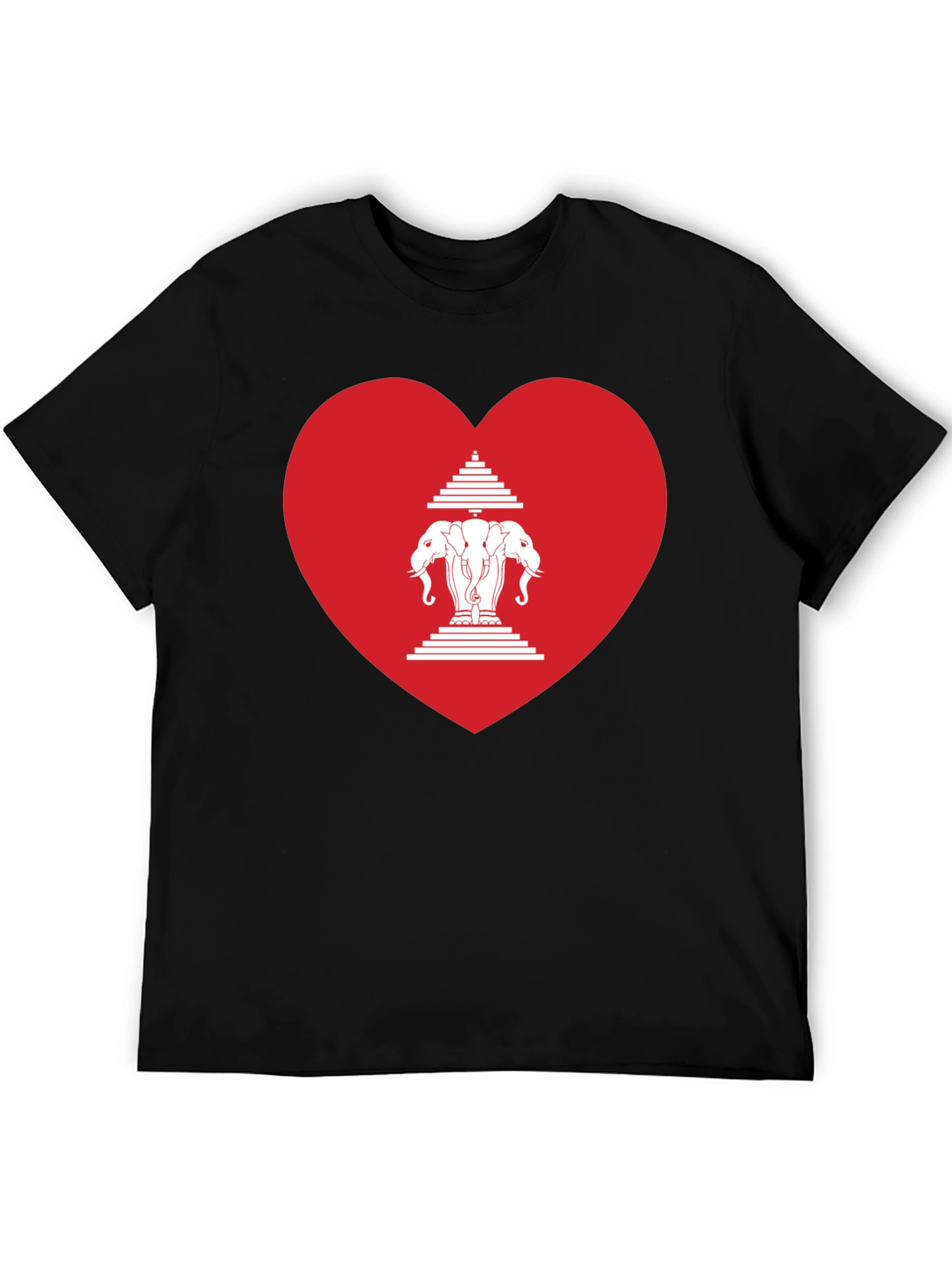 Laos Heart Flag Graphic T-Shirt - Black