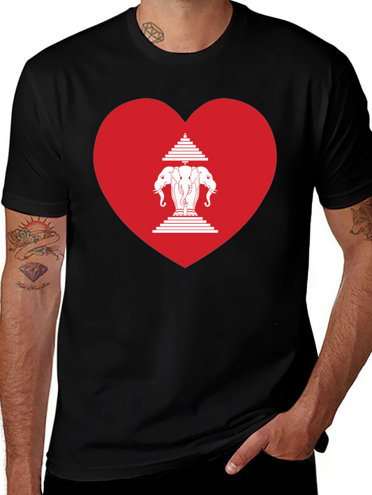 Laos Heart Flag Graphic T-Shirt - Black