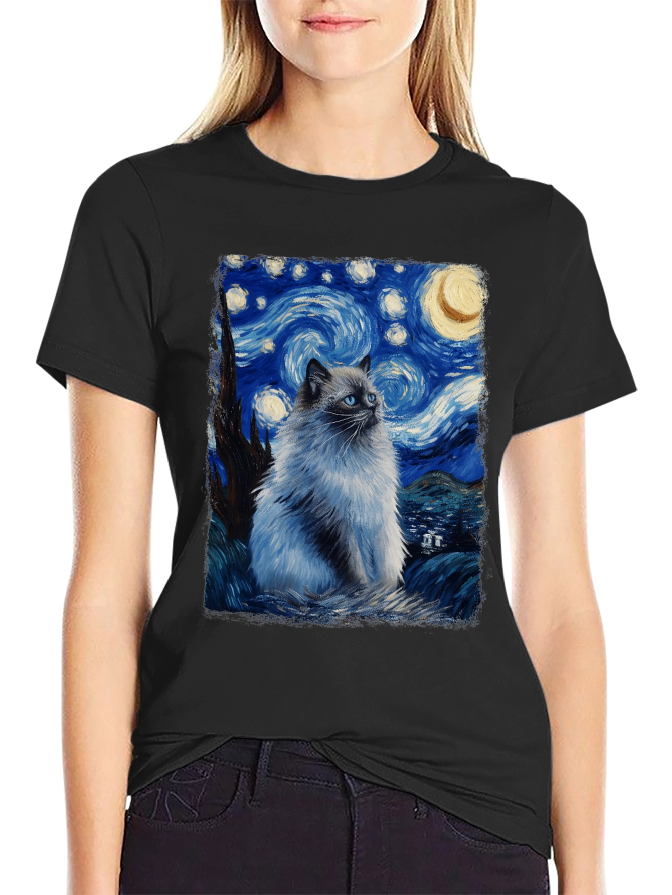 Starry Night Cat T-Shirt