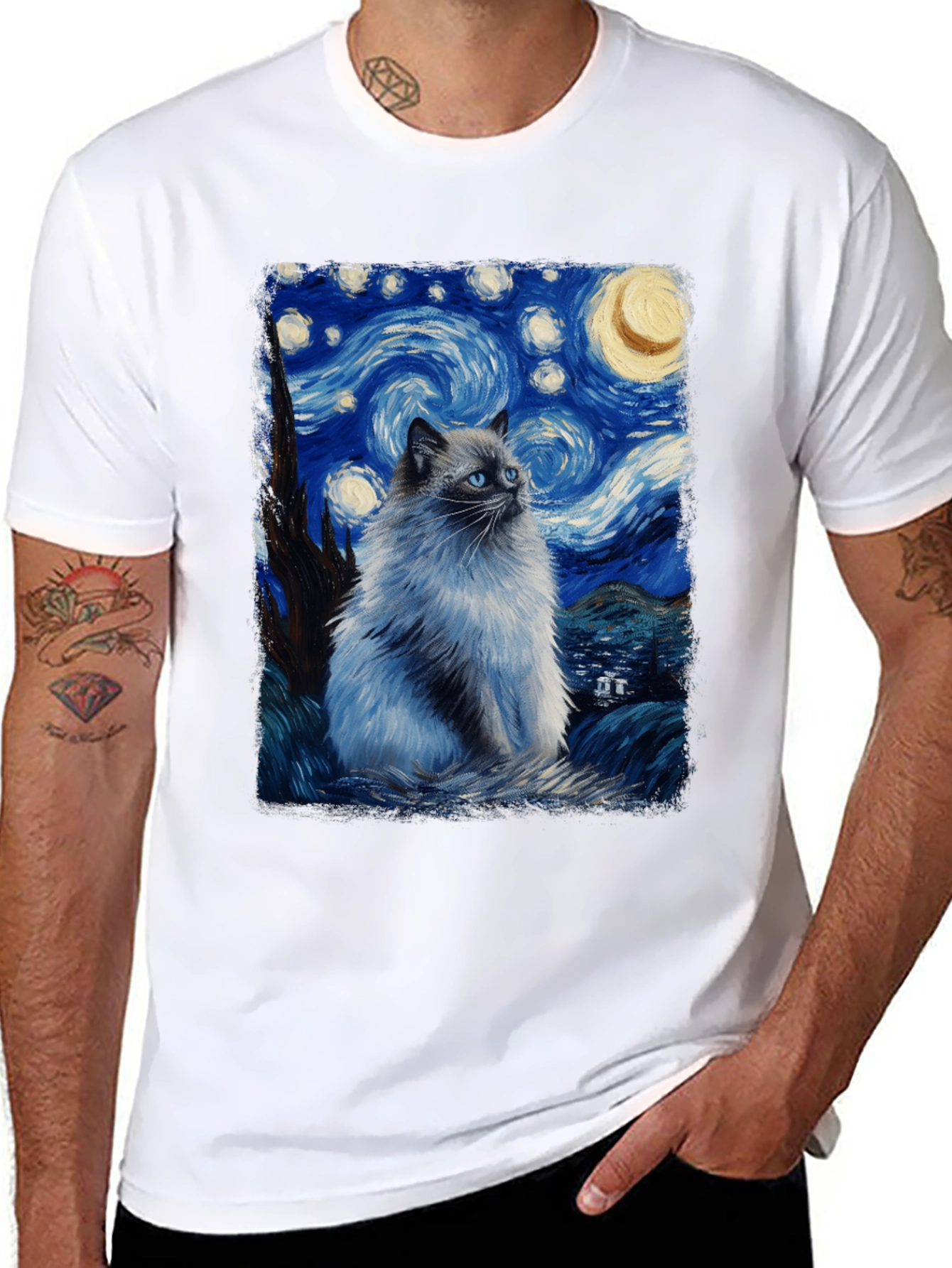 Starry Night Cat T-Shirt