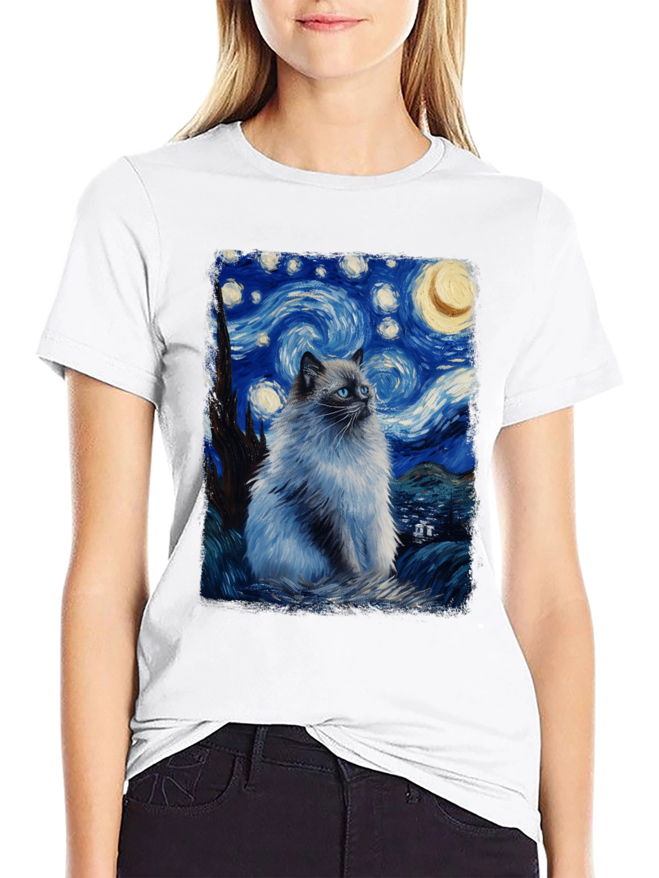 Starry Night Cat T-Shirt