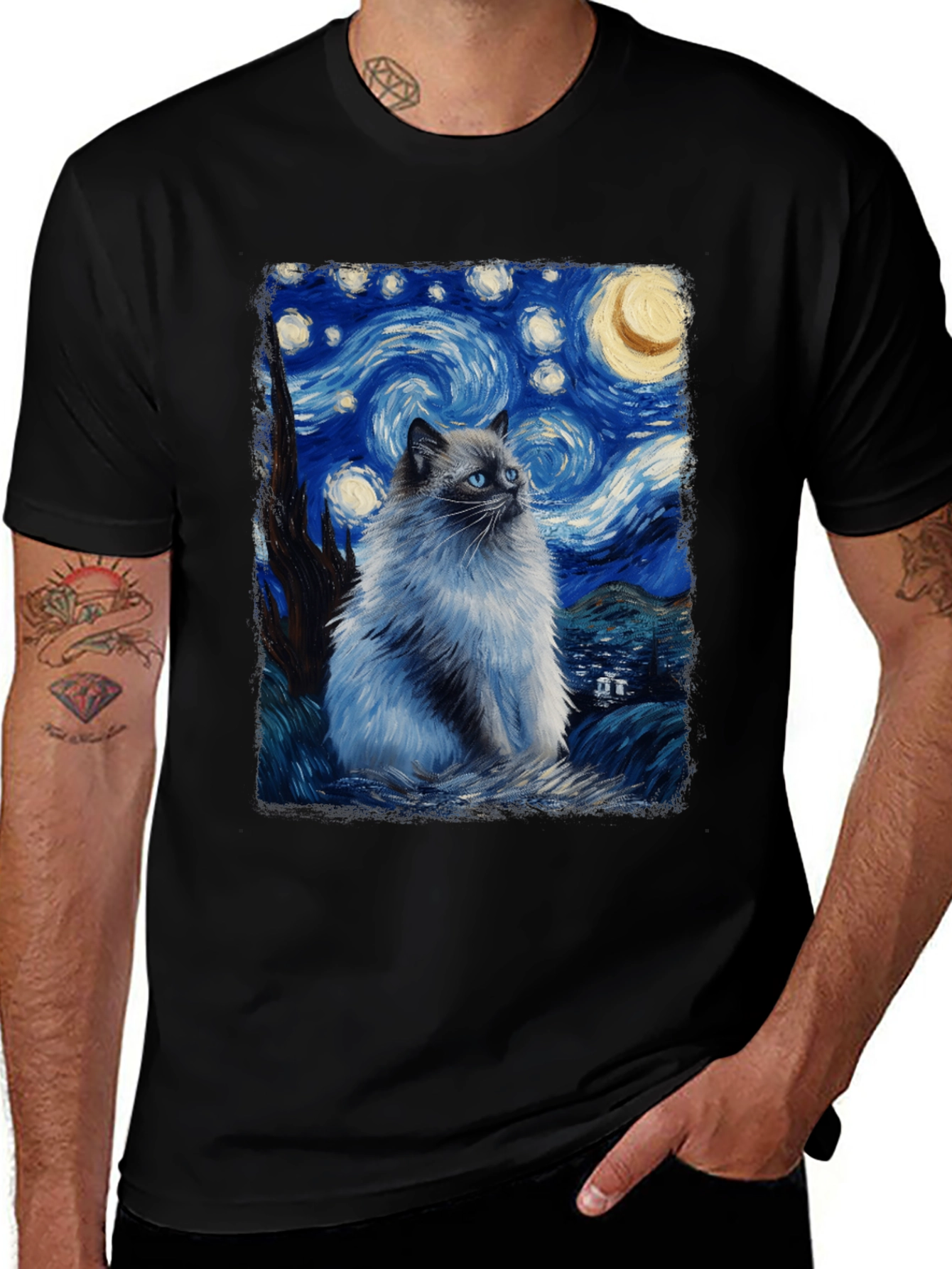 Starry Night Cat T-Shirt