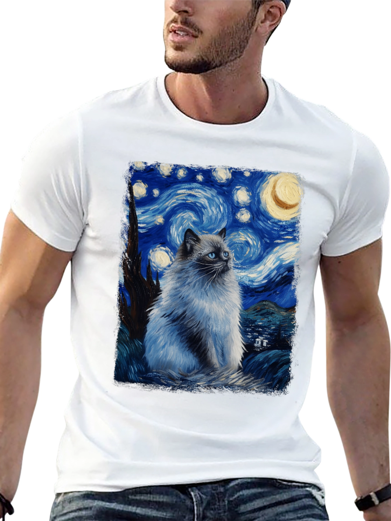 Starry Night Cat T-Shirt