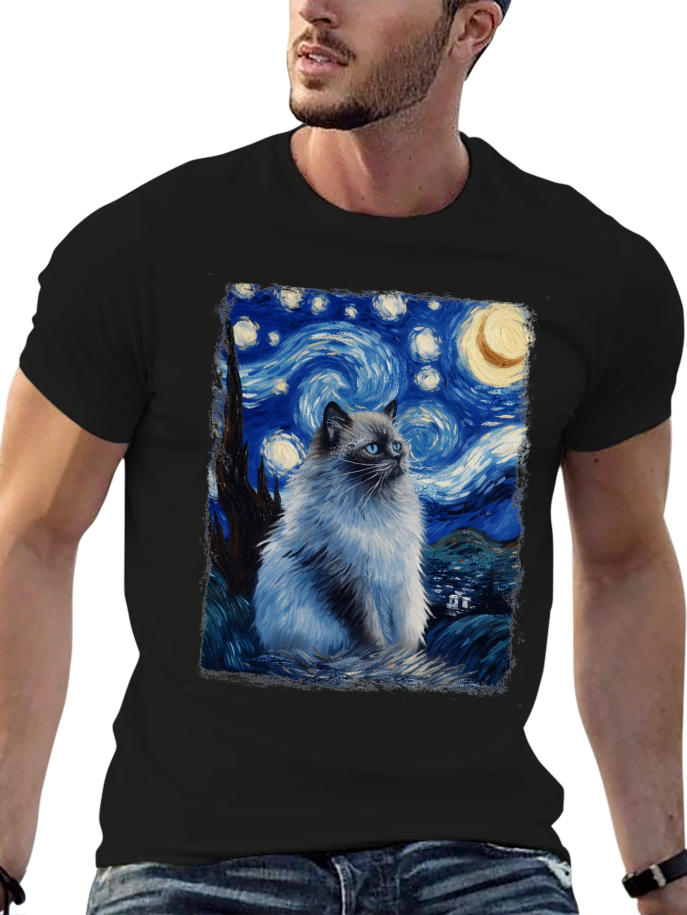 Starry Night Cat T-Shirt
